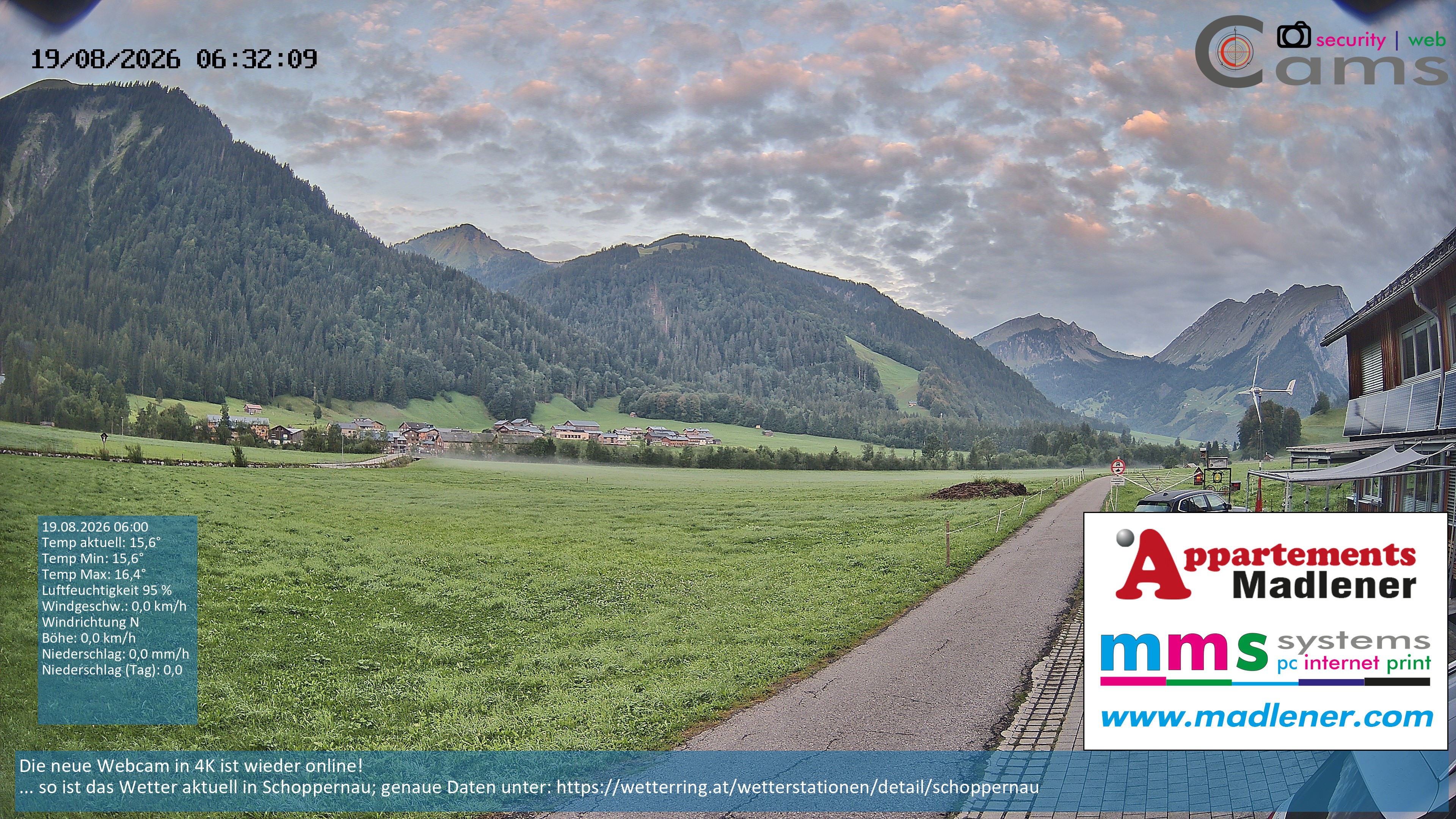 Archived image Webcam Schoppernau lower valley in the Bregenzerwald