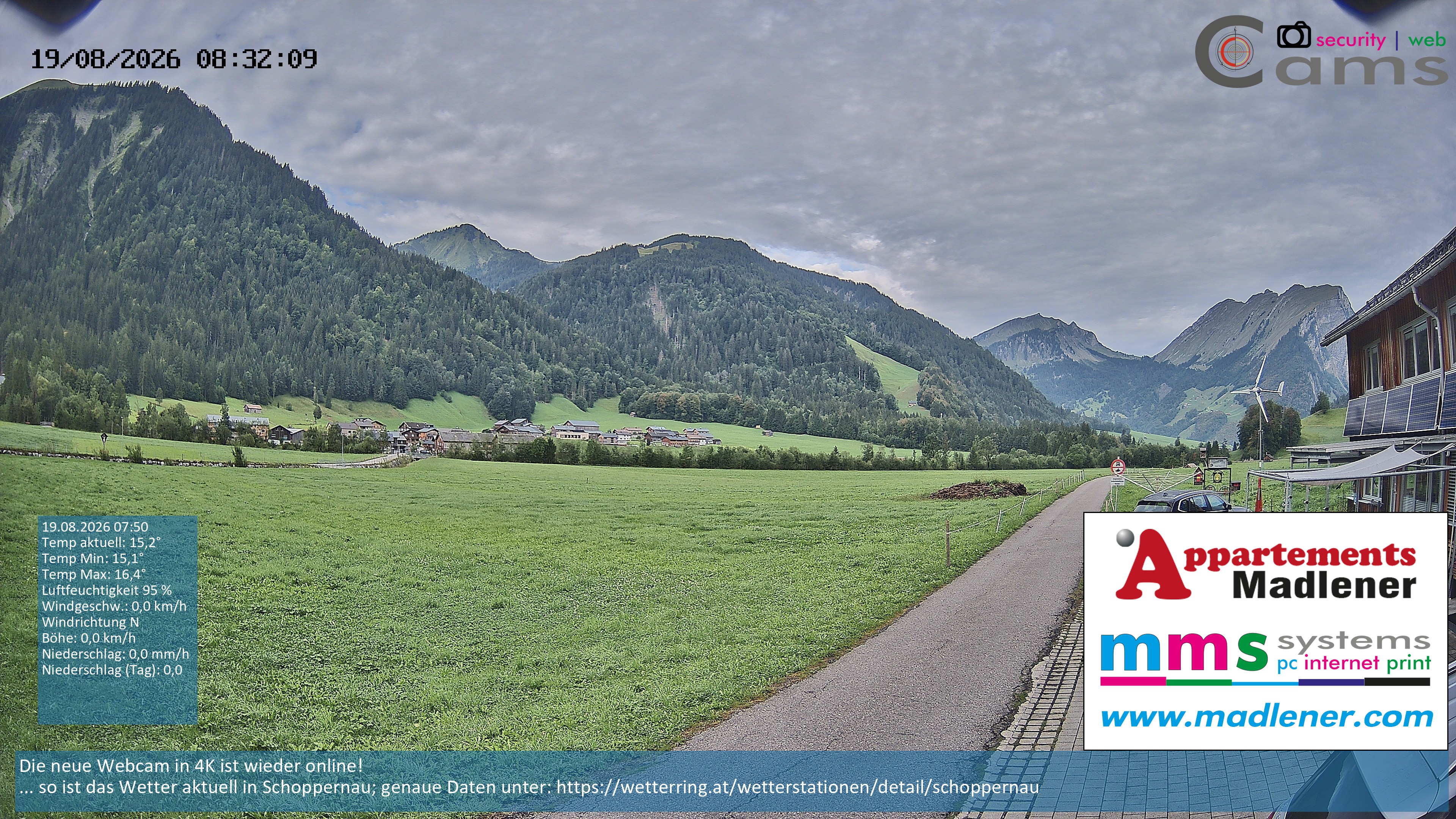 Archived image Webcam Schoppernau lower valley in the Bregenzerwald