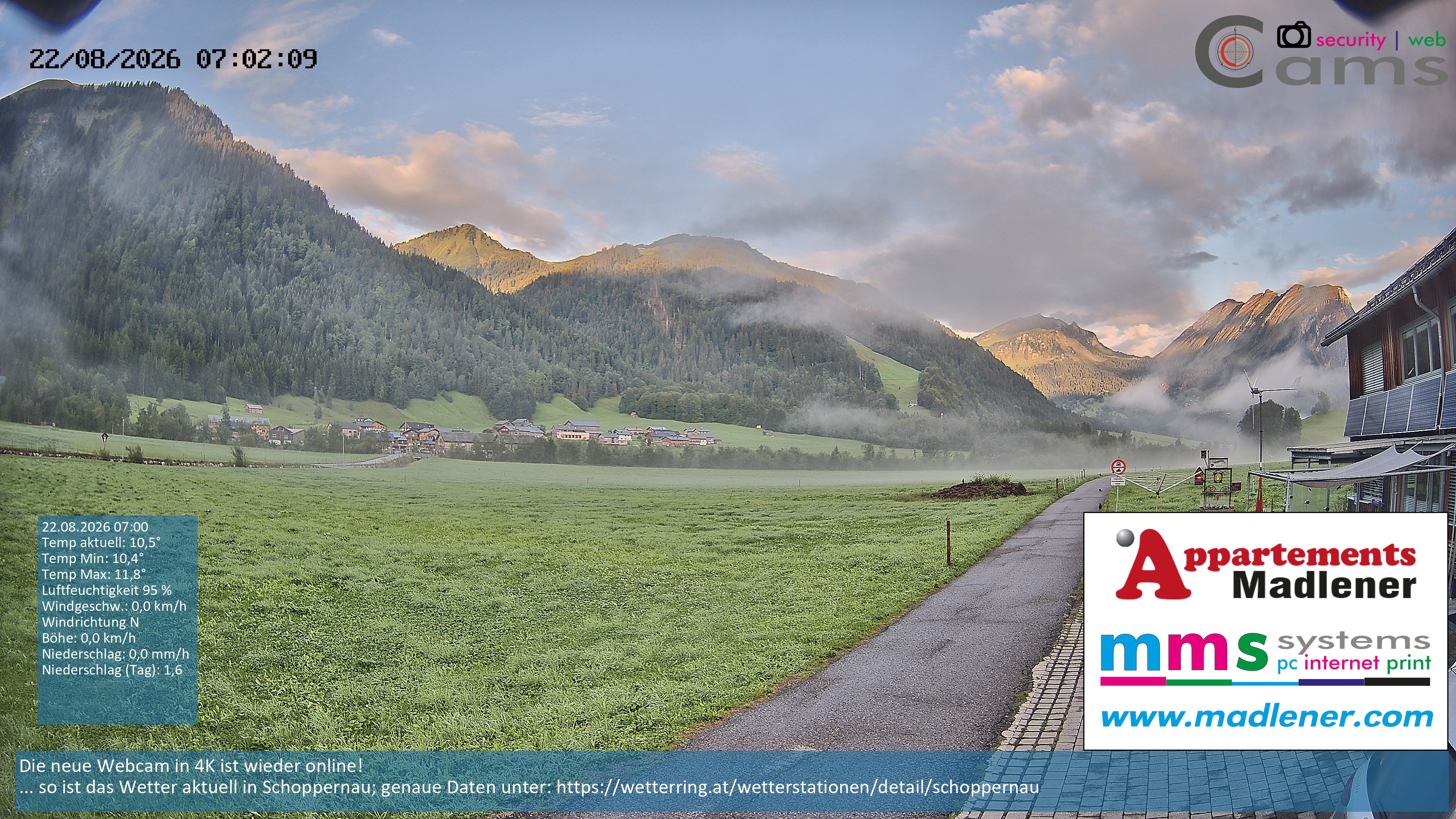 Archiv Foto Webcam Schoppernau Unterdorf im Bregenzerwald