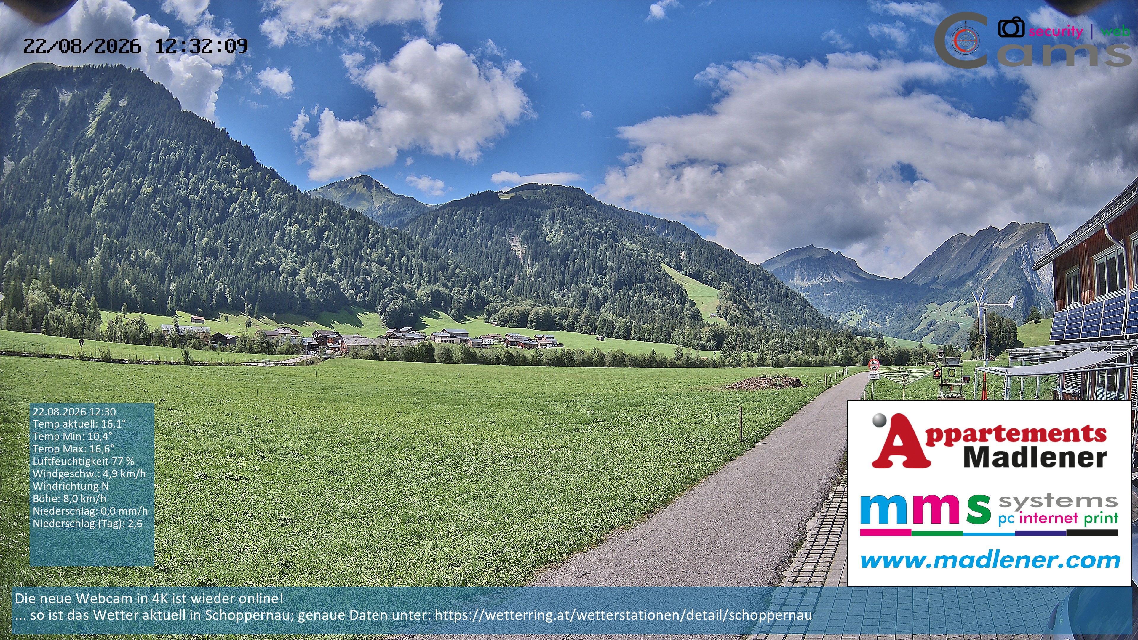 Archiv Foto Webcam Schoppernau Unterdorf im Bregenzerwald