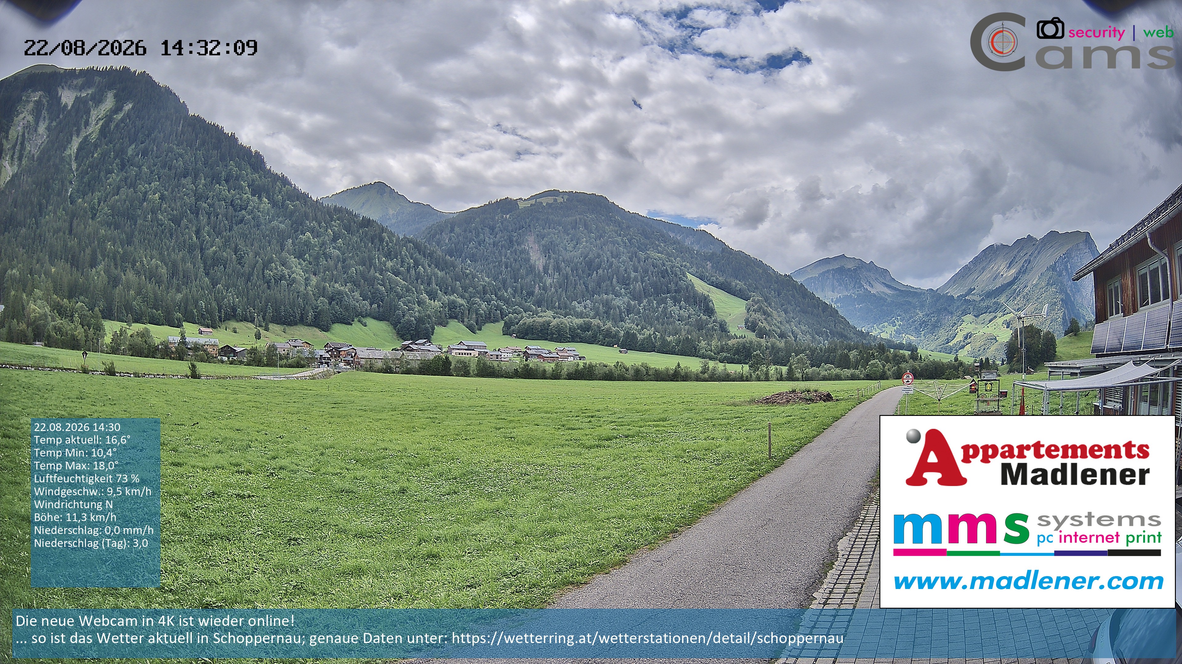Archiv Foto Webcam Schoppernau Unterdorf im Bregenzerwald