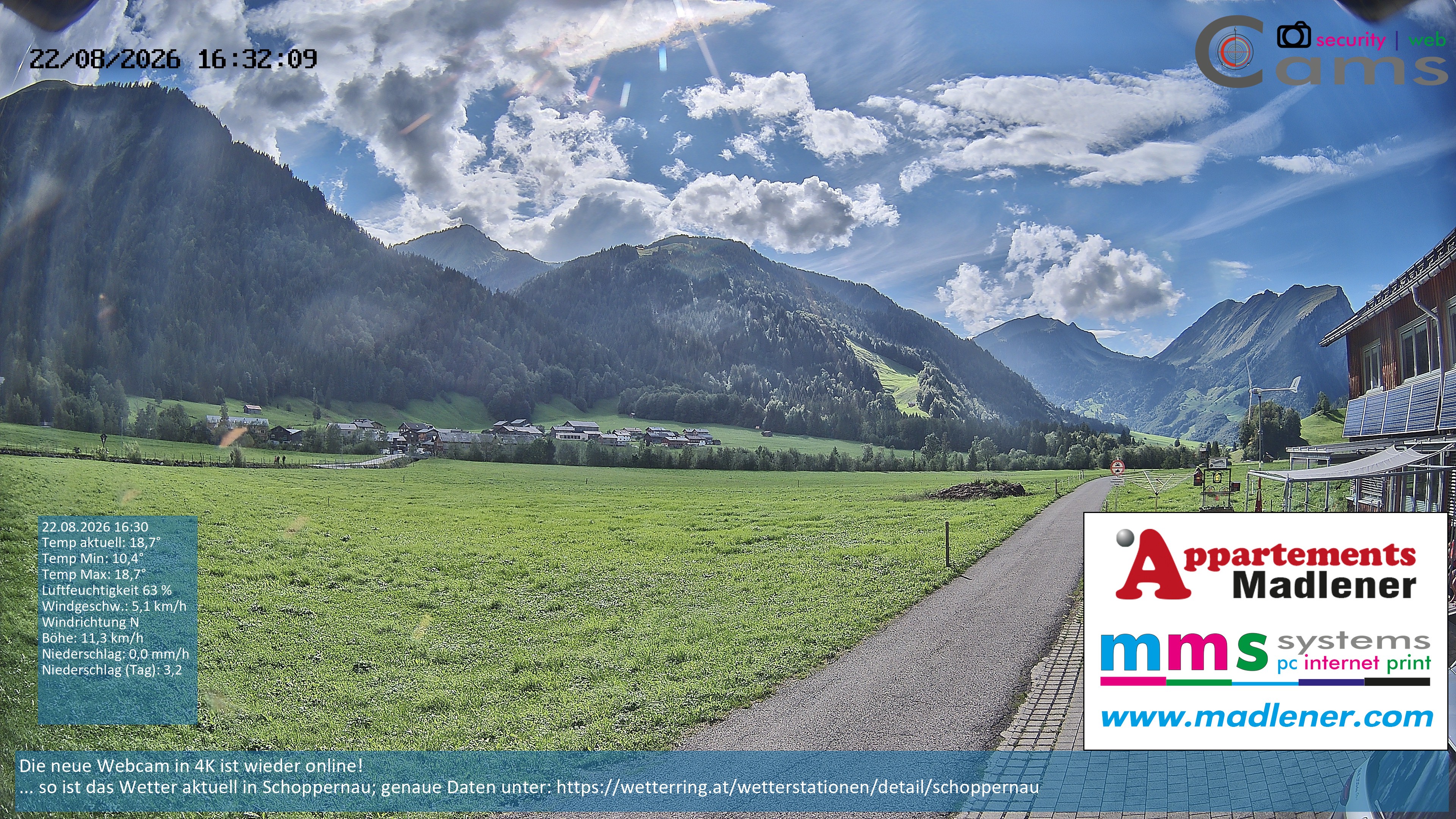 Archiv Foto Webcam Schoppernau Unterdorf im Bregenzerwald