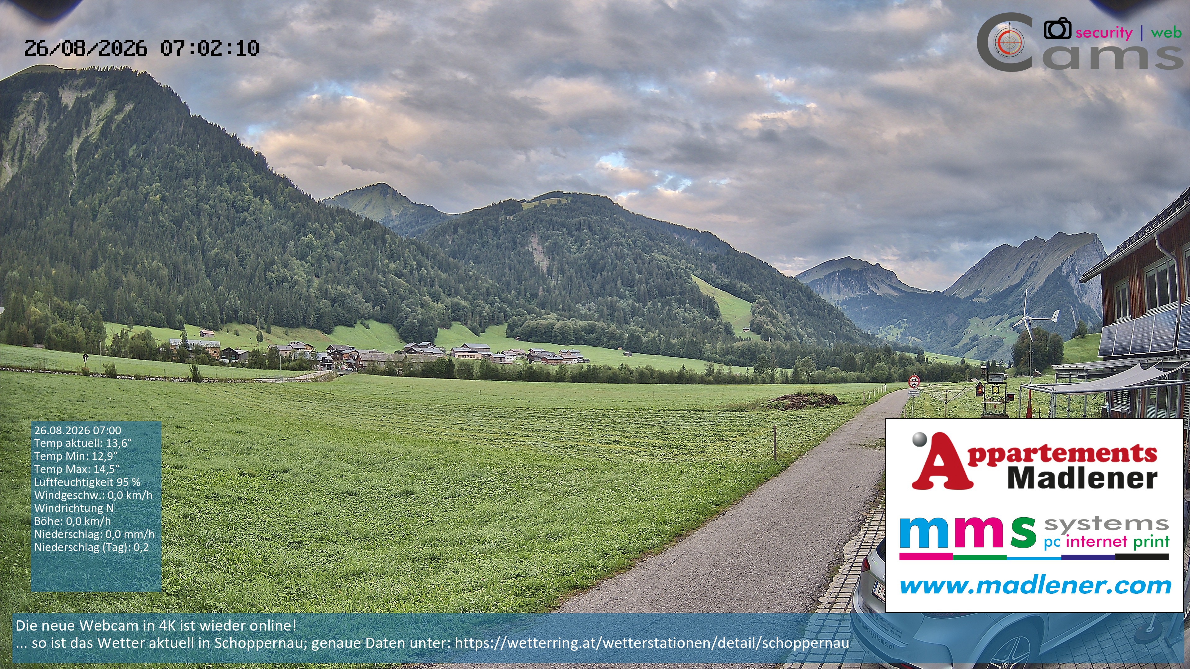 Archiv Foto Webcam Schoppernau Unterdorf im Bregenzerwald