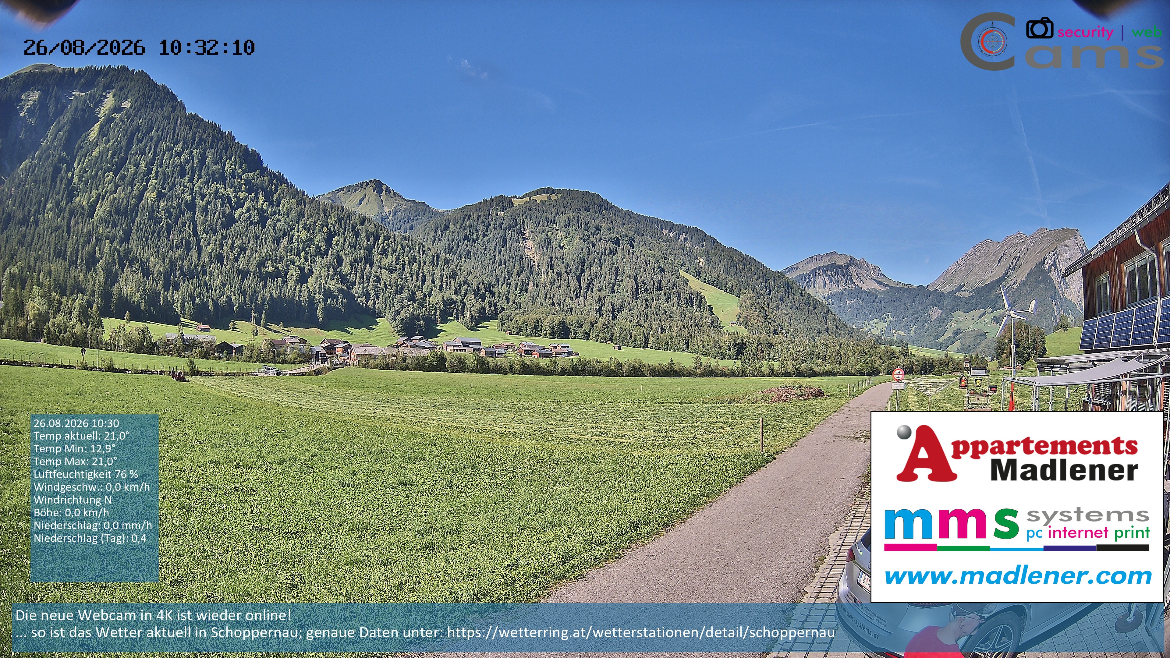 Archiv Foto Webcam Schoppernau Unterdorf im Bregenzerwald