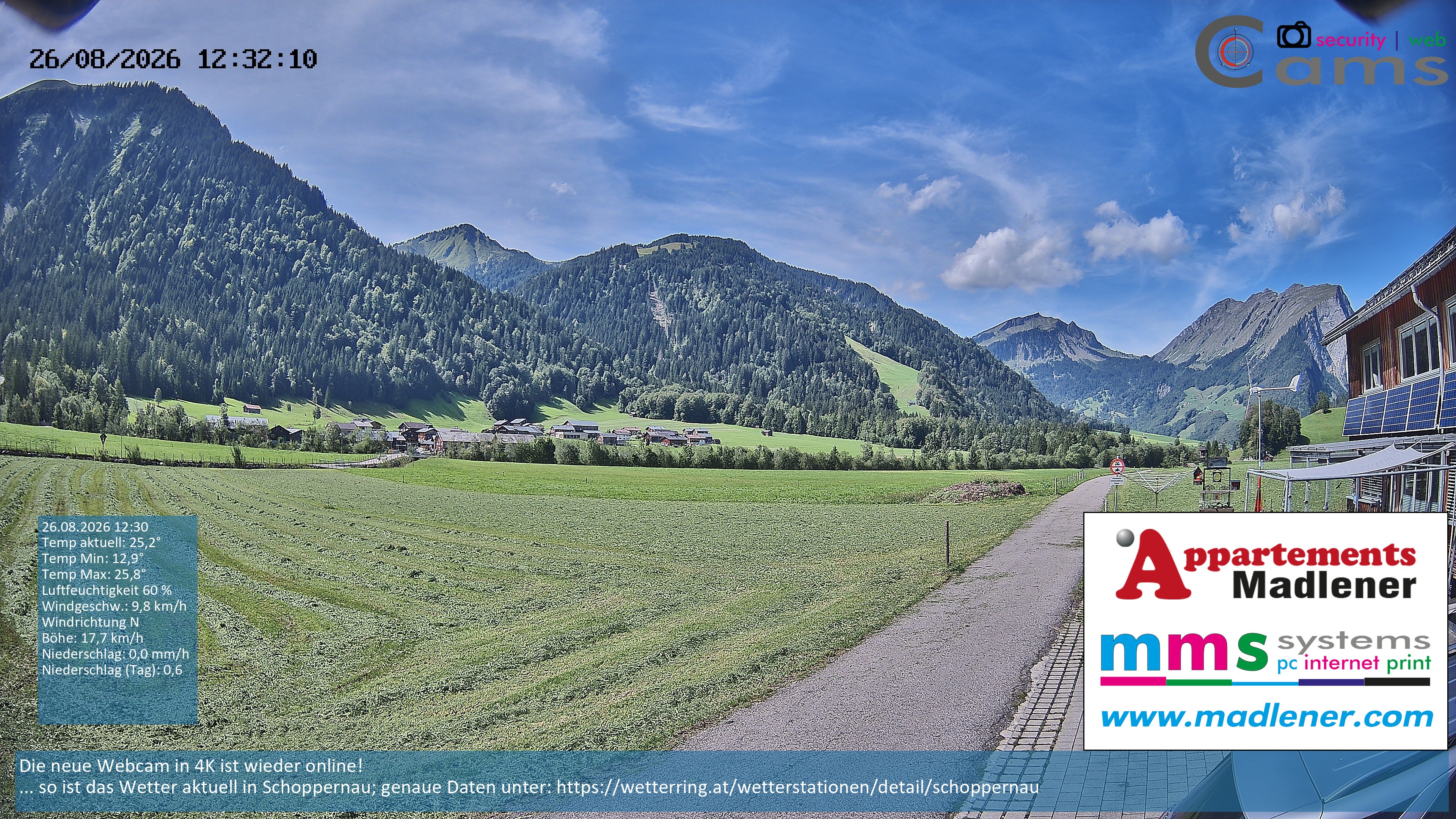 Archiv Foto Webcam Schoppernau Unterdorf im Bregenzerwald