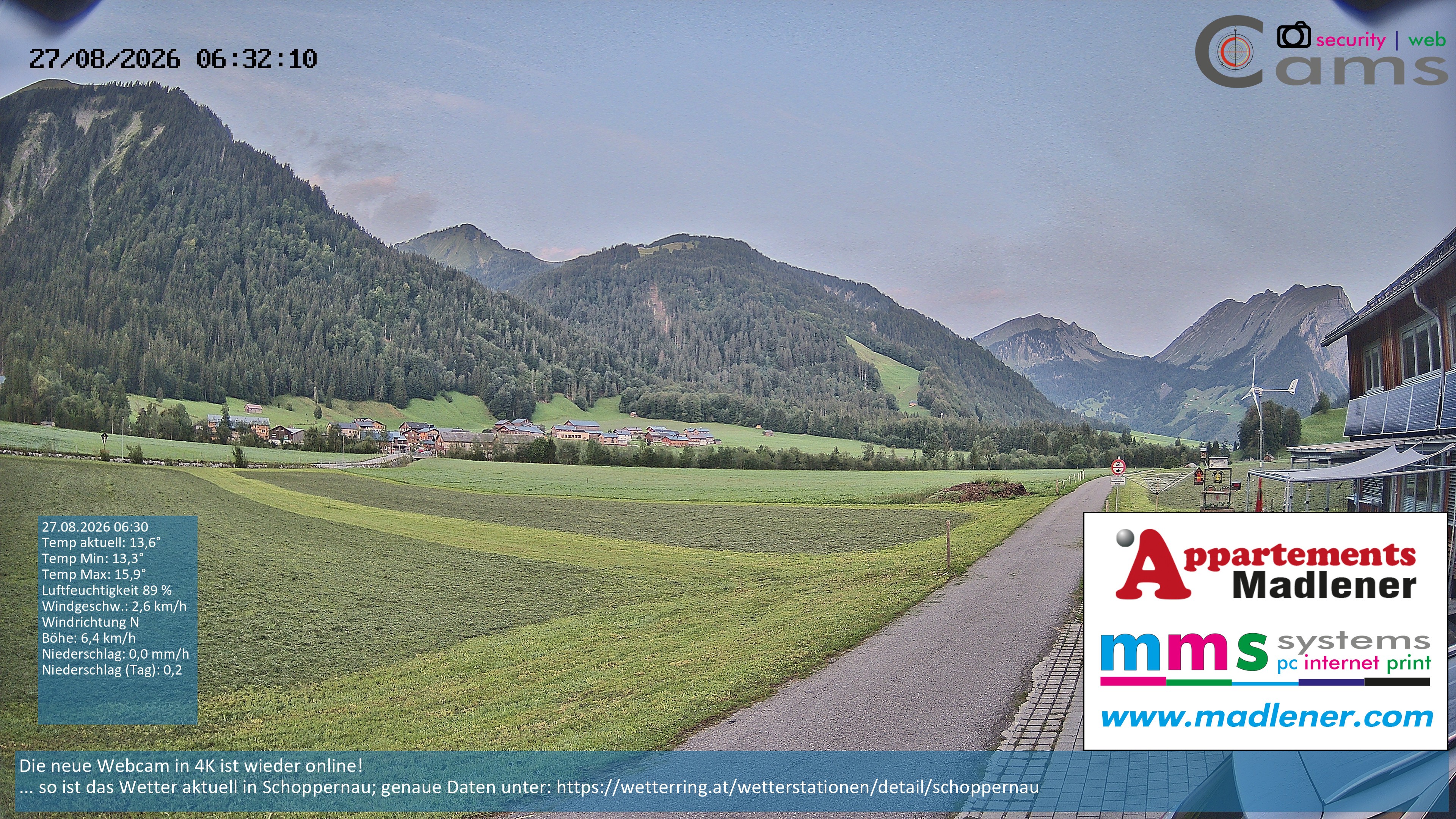 Archived image Webcam Schoppernau lower valley in the Bregenzerwald