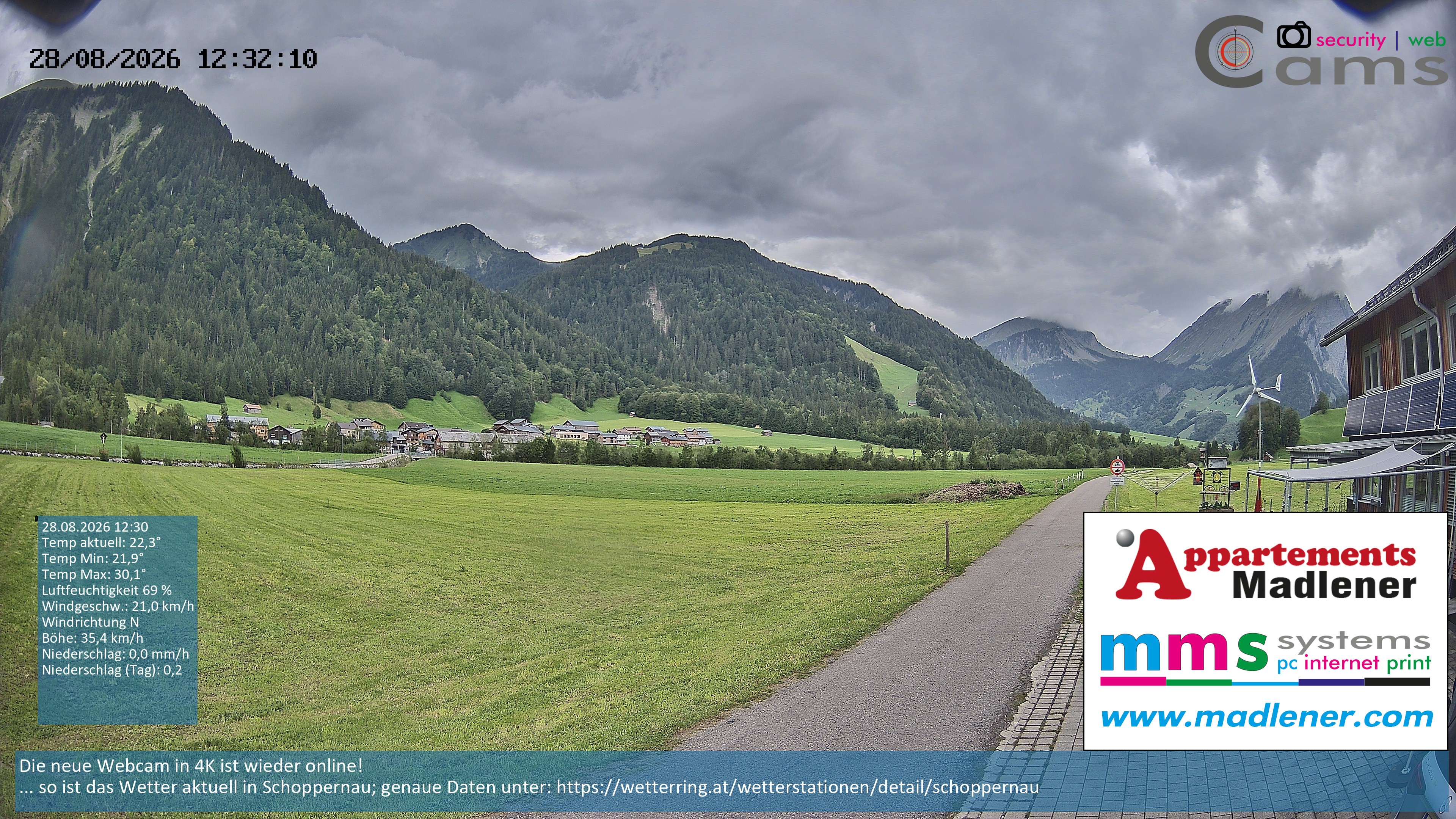 Archiv Foto Webcam Schoppernau Unterdorf im Bregenzerwald