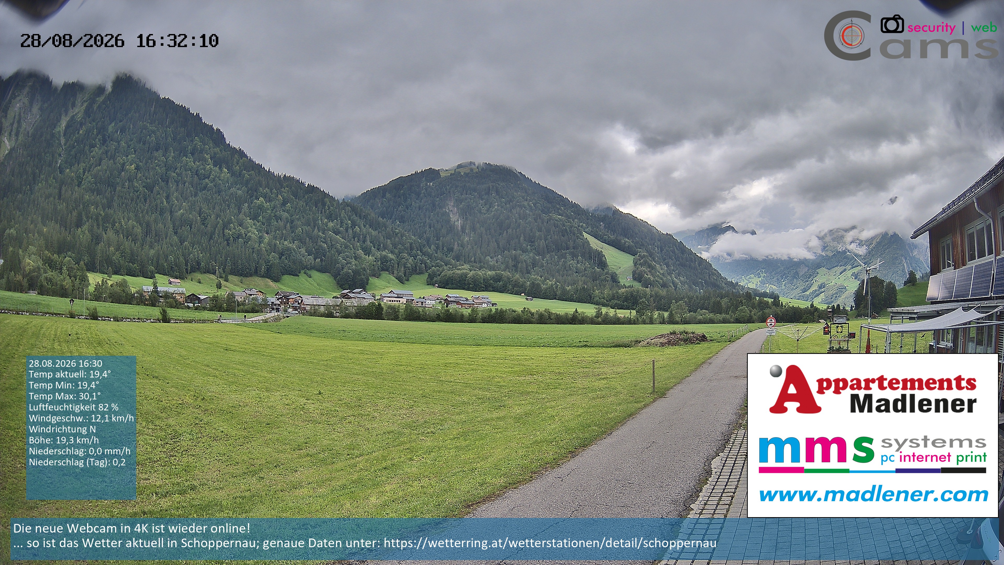 Archiv Foto Webcam Schoppernau Unterdorf im Bregenzerwald