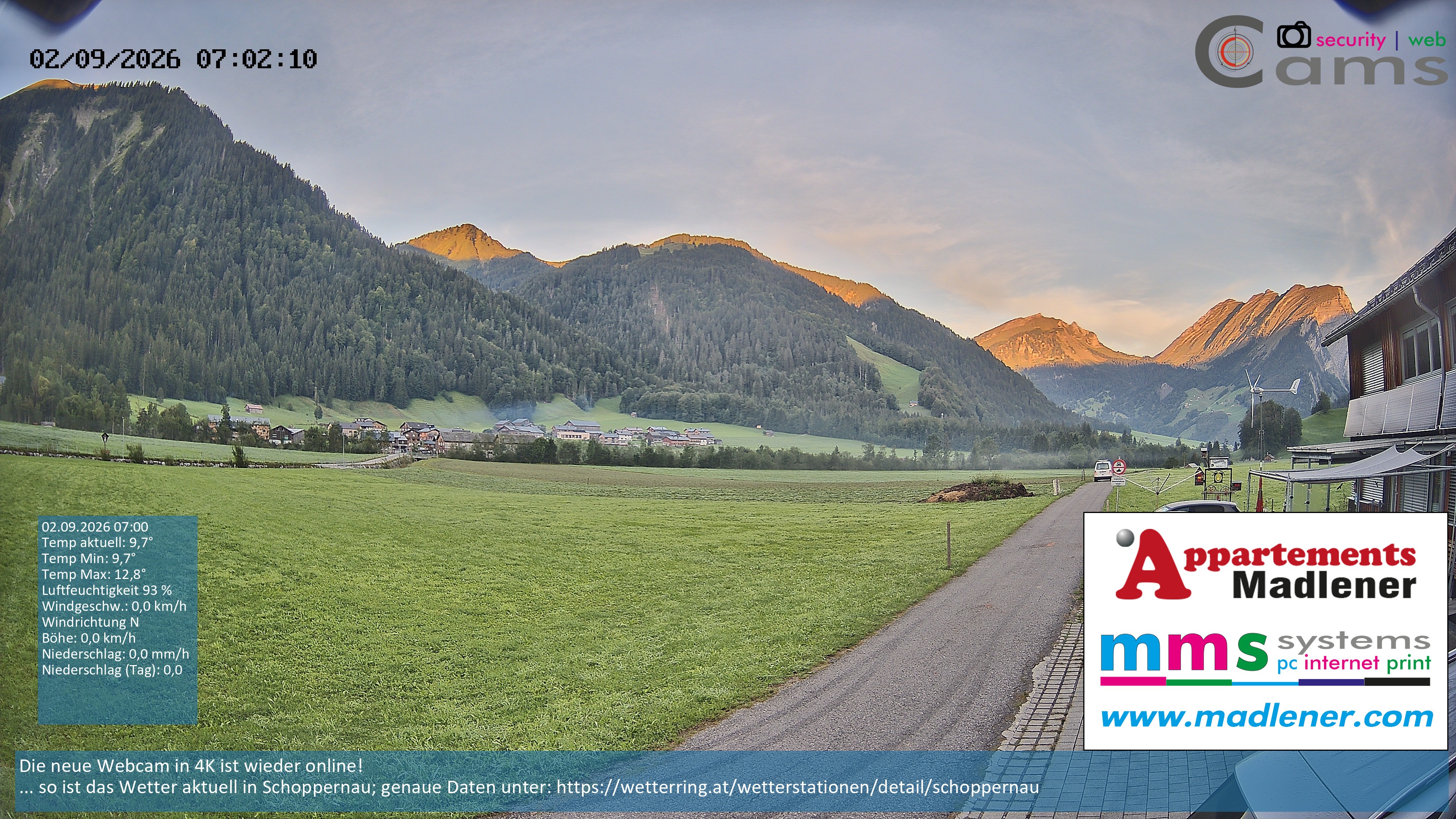 Archiv Foto Webcam Schoppernau Unterdorf im Bregenzerwald