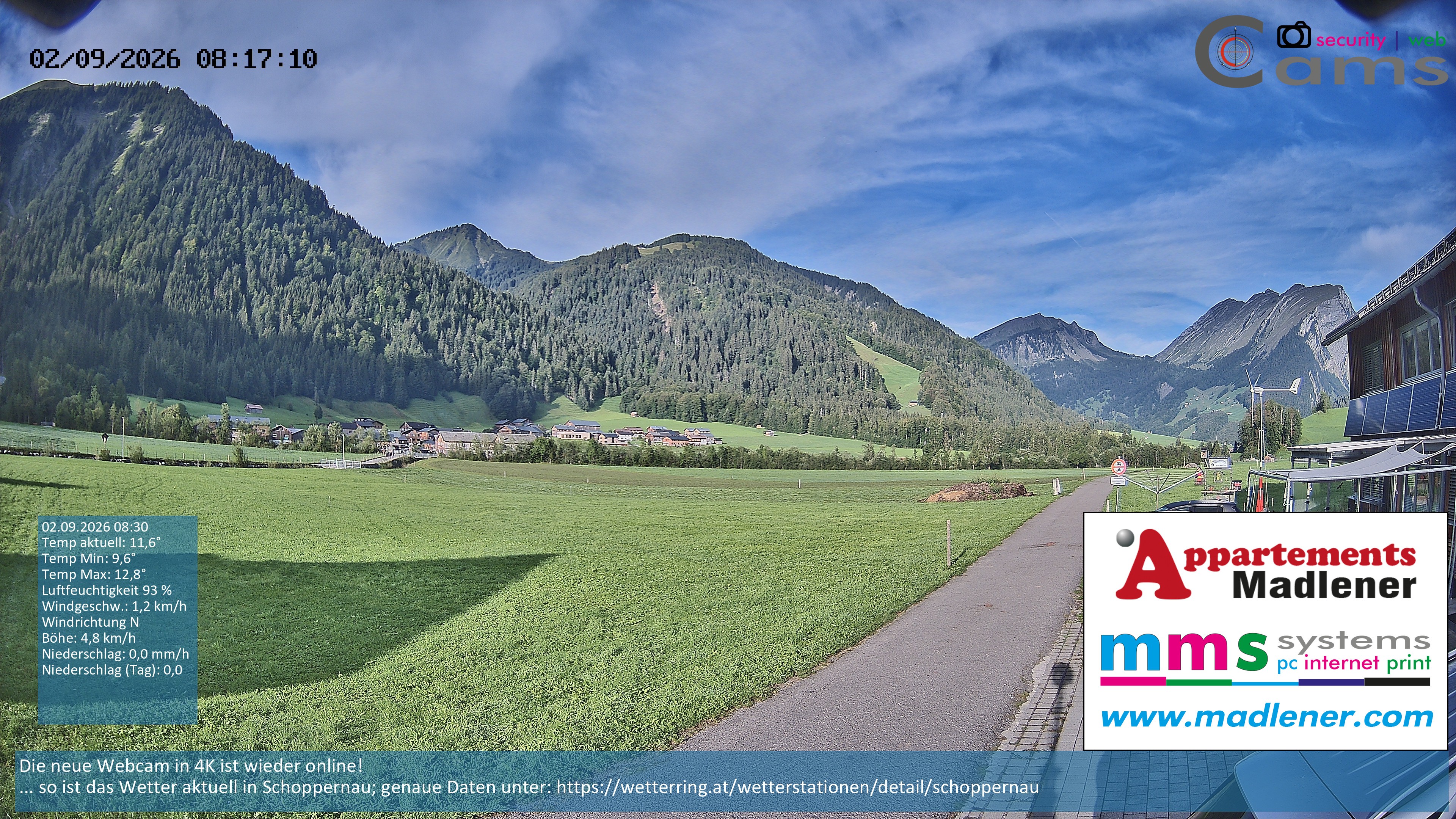 Archiv Foto Webcam Schoppernau Unterdorf im Bregenzerwald