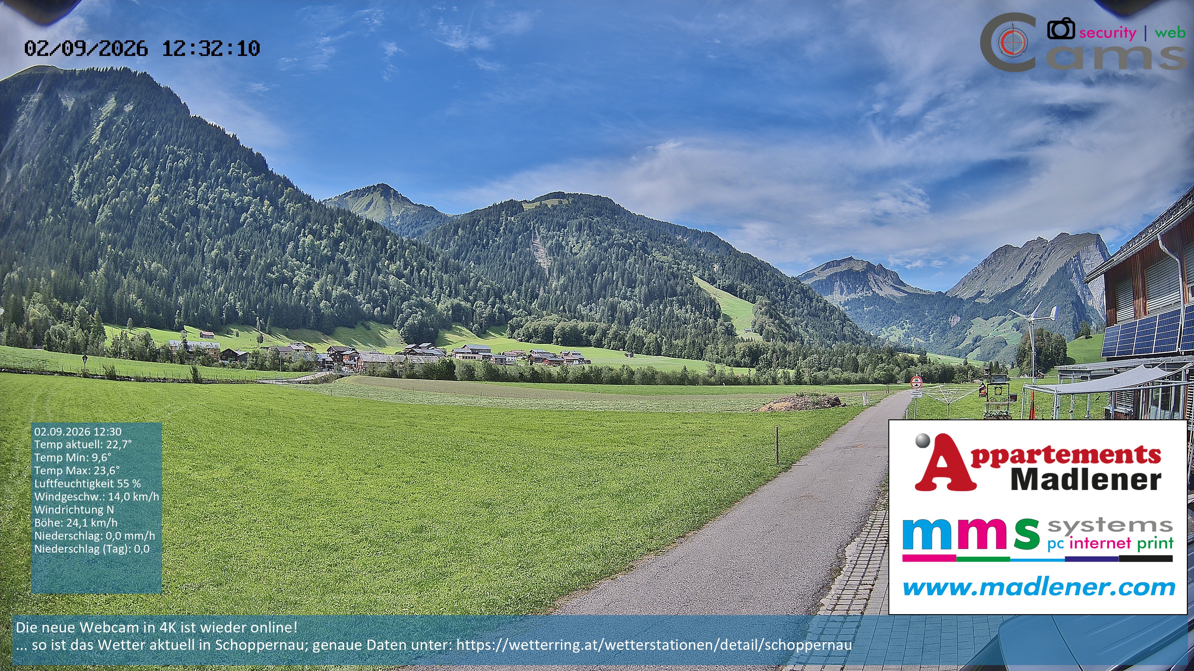 Archiv Foto Webcam Schoppernau Unterdorf im Bregenzerwald