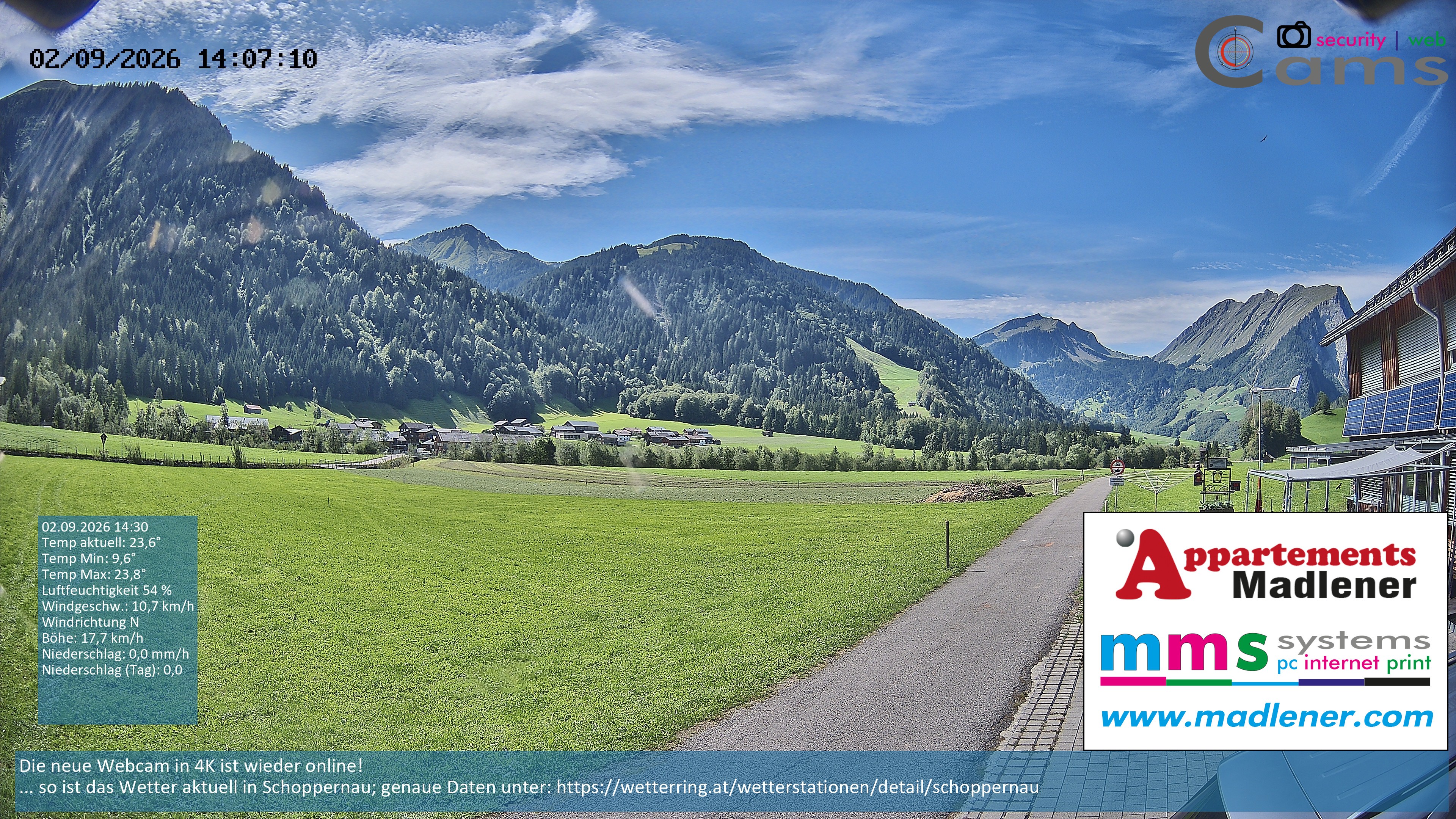 Archiv Foto Webcam Schoppernau Unterdorf im Bregenzerwald