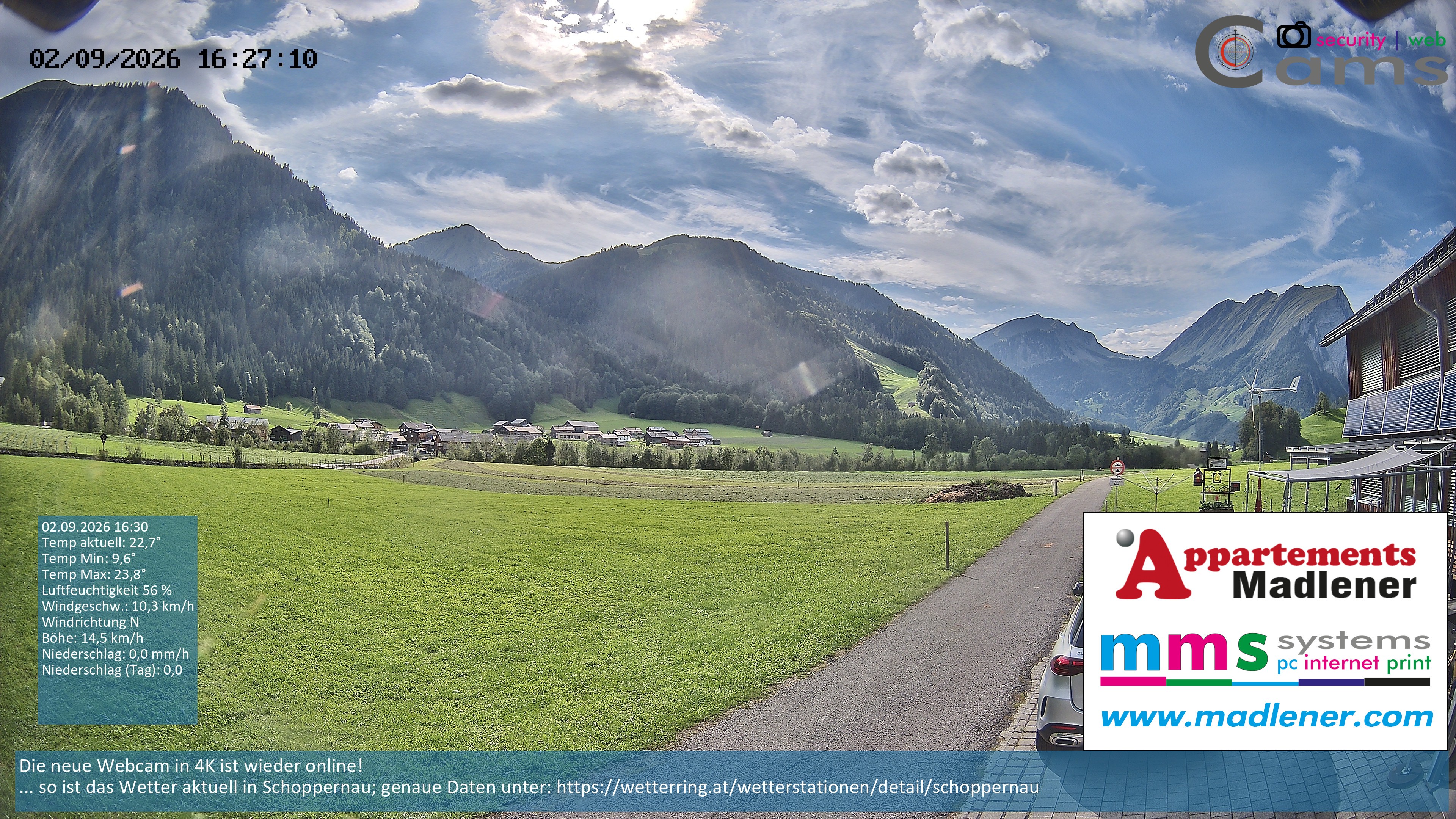 Archiv Foto Webcam Schoppernau Unterdorf im Bregenzerwald