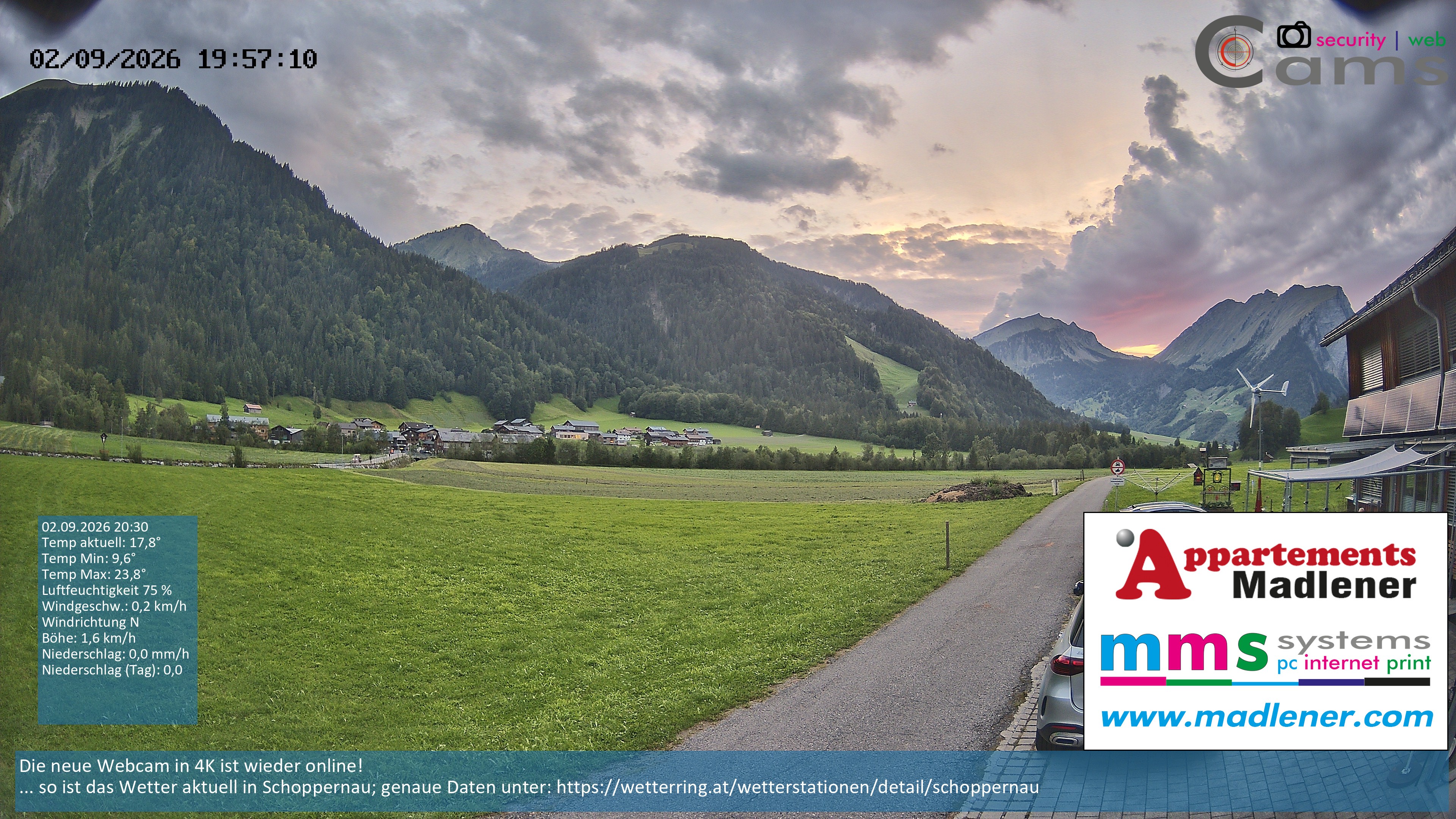 Archiv Foto Webcam Schoppernau Unterdorf im Bregenzerwald