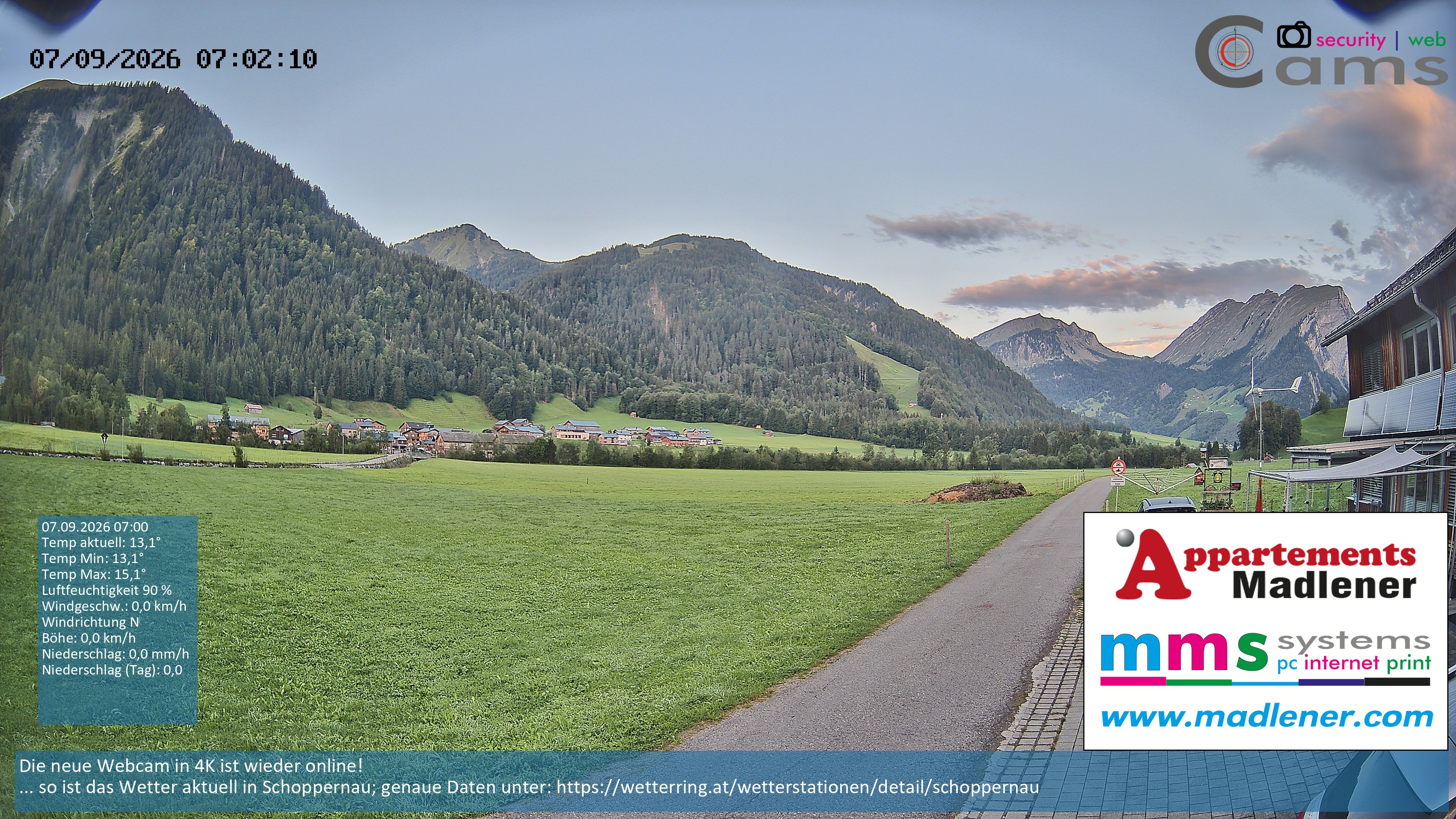 Archiv Foto Webcam Schoppernau Unterdorf im Bregenzerwald