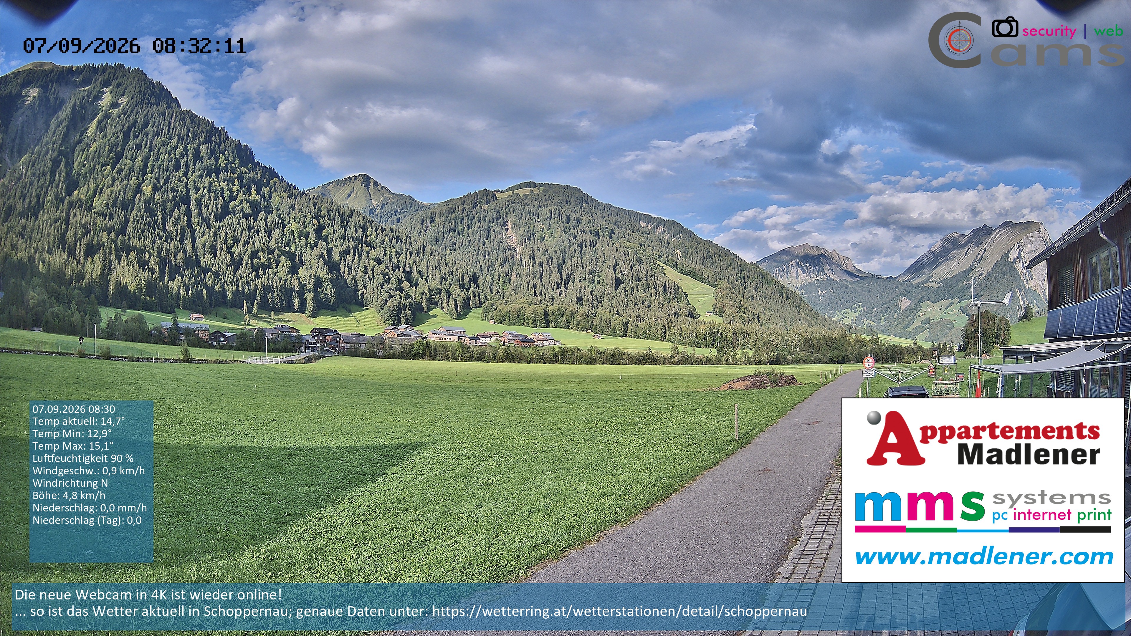 Archiv Foto Webcam Schoppernau Unterdorf im Bregenzerwald
