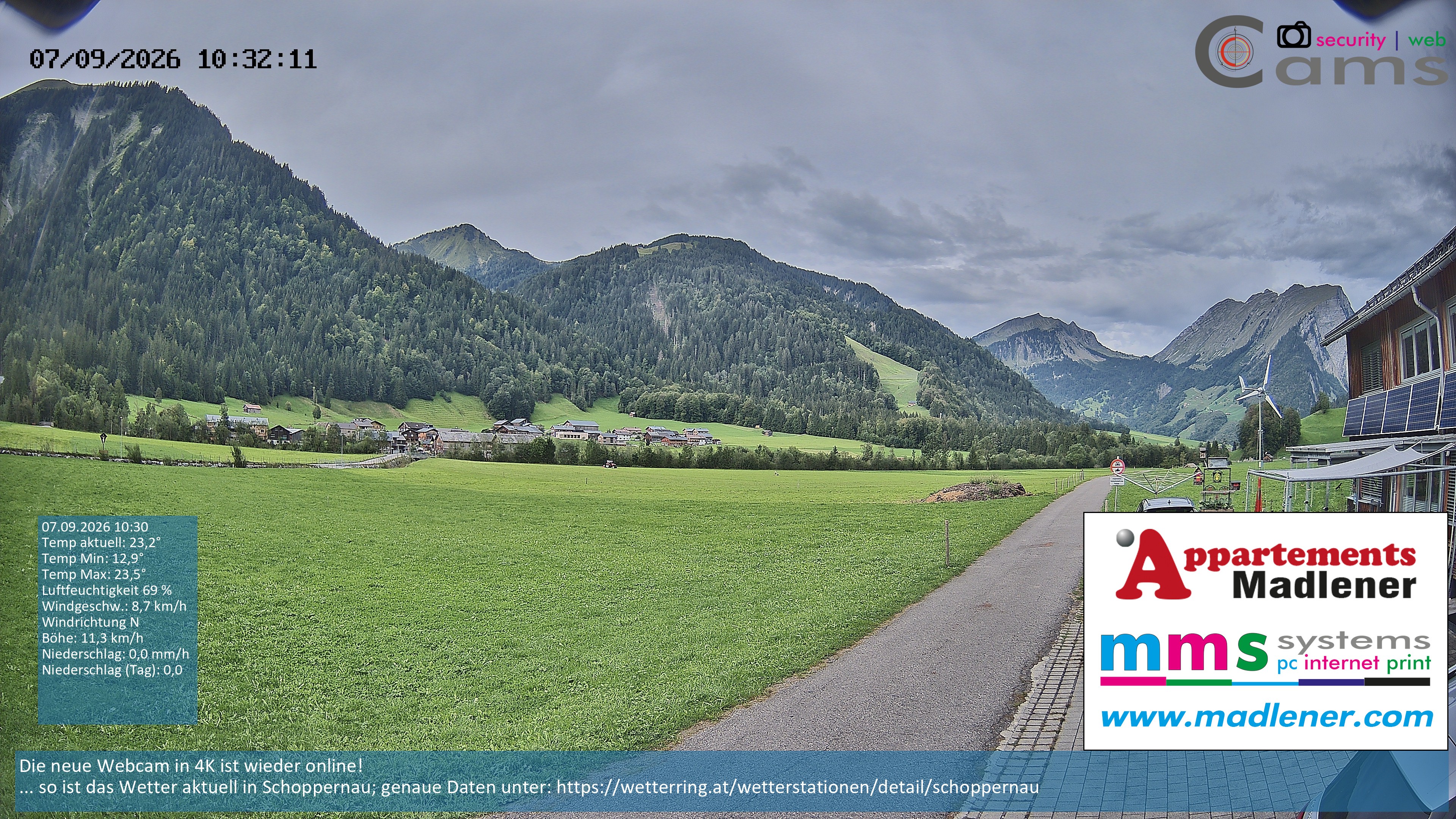 Archiv Foto Webcam Schoppernau Unterdorf im Bregenzerwald