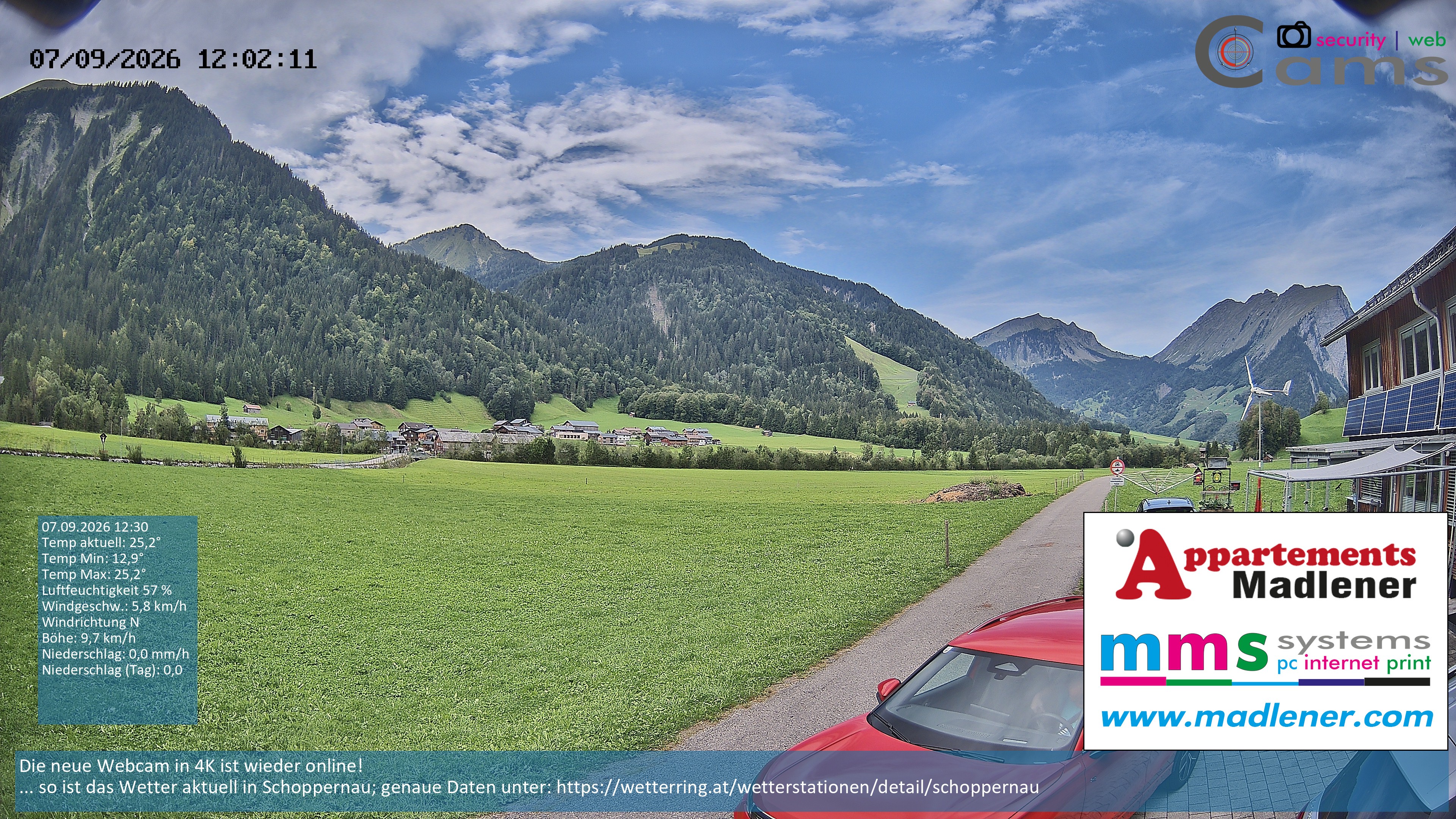 Archiv Foto Webcam Schoppernau Unterdorf im Bregenzerwald