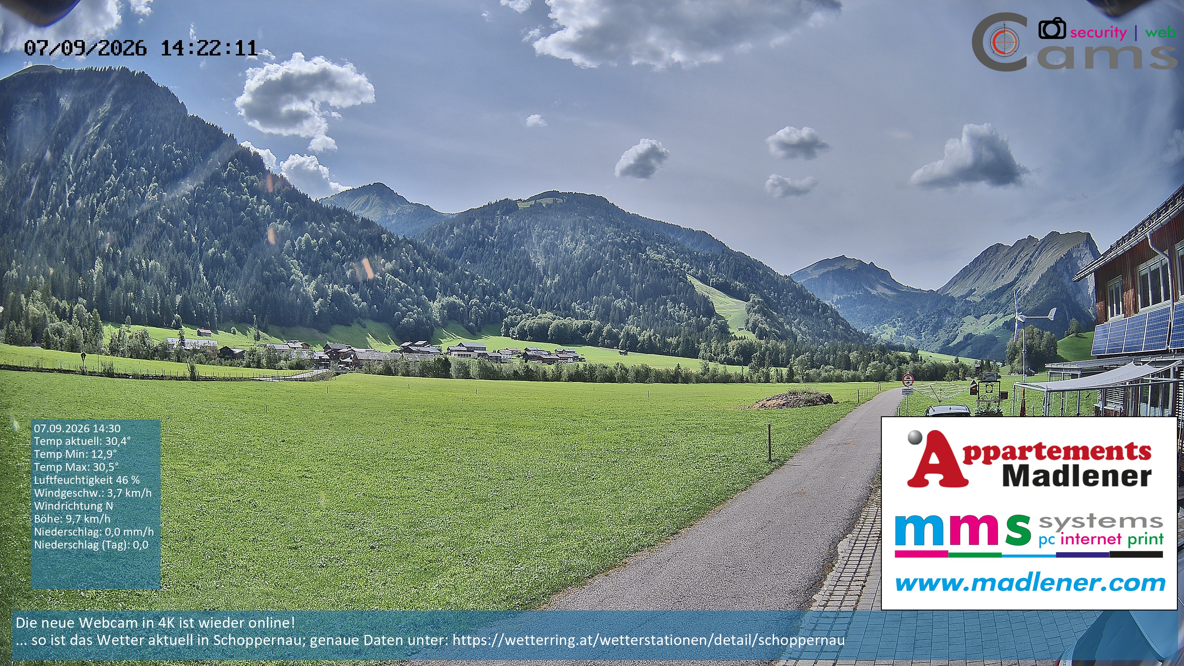Archiv Foto Webcam Schoppernau Unterdorf im Bregenzerwald