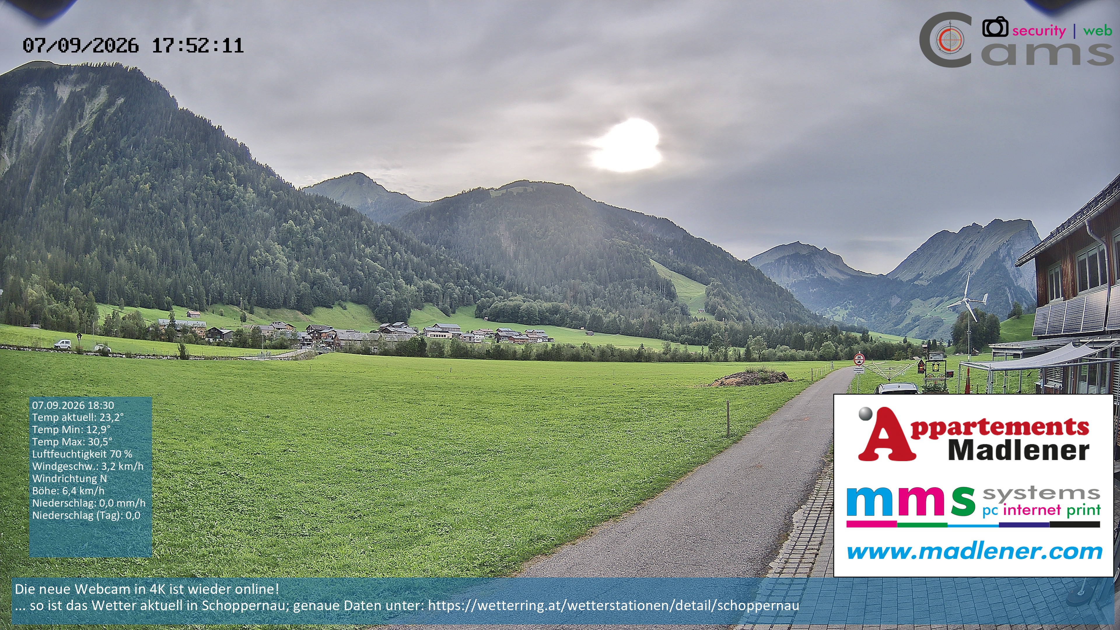 Archiv Foto Webcam Schoppernau Unterdorf im Bregenzerwald