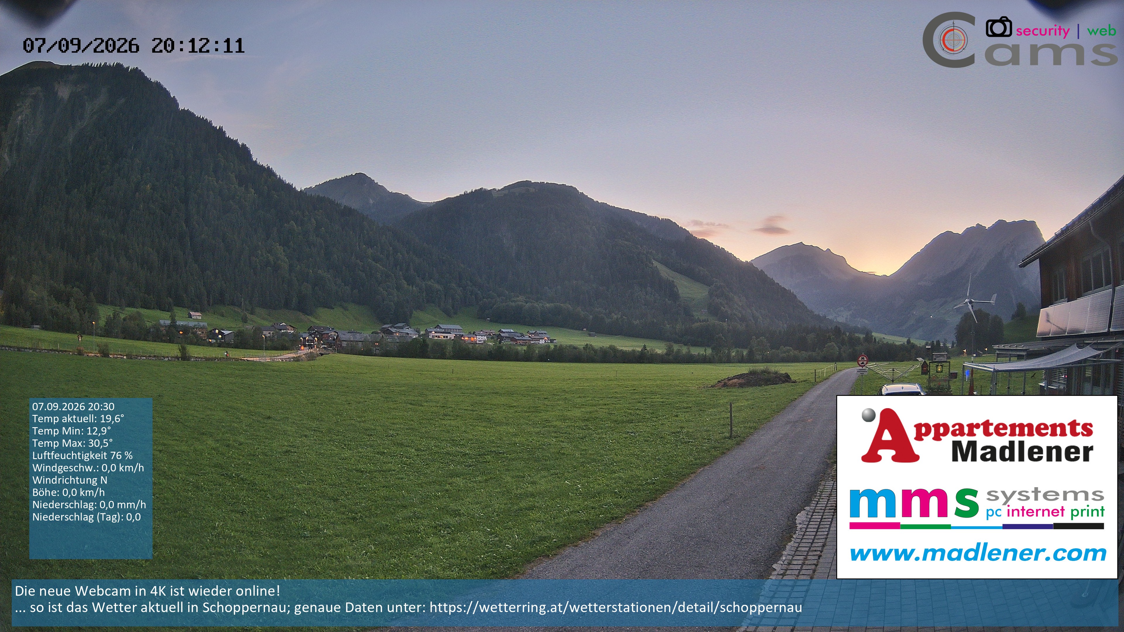 Archiv Foto Webcam Schoppernau Unterdorf im Bregenzerwald