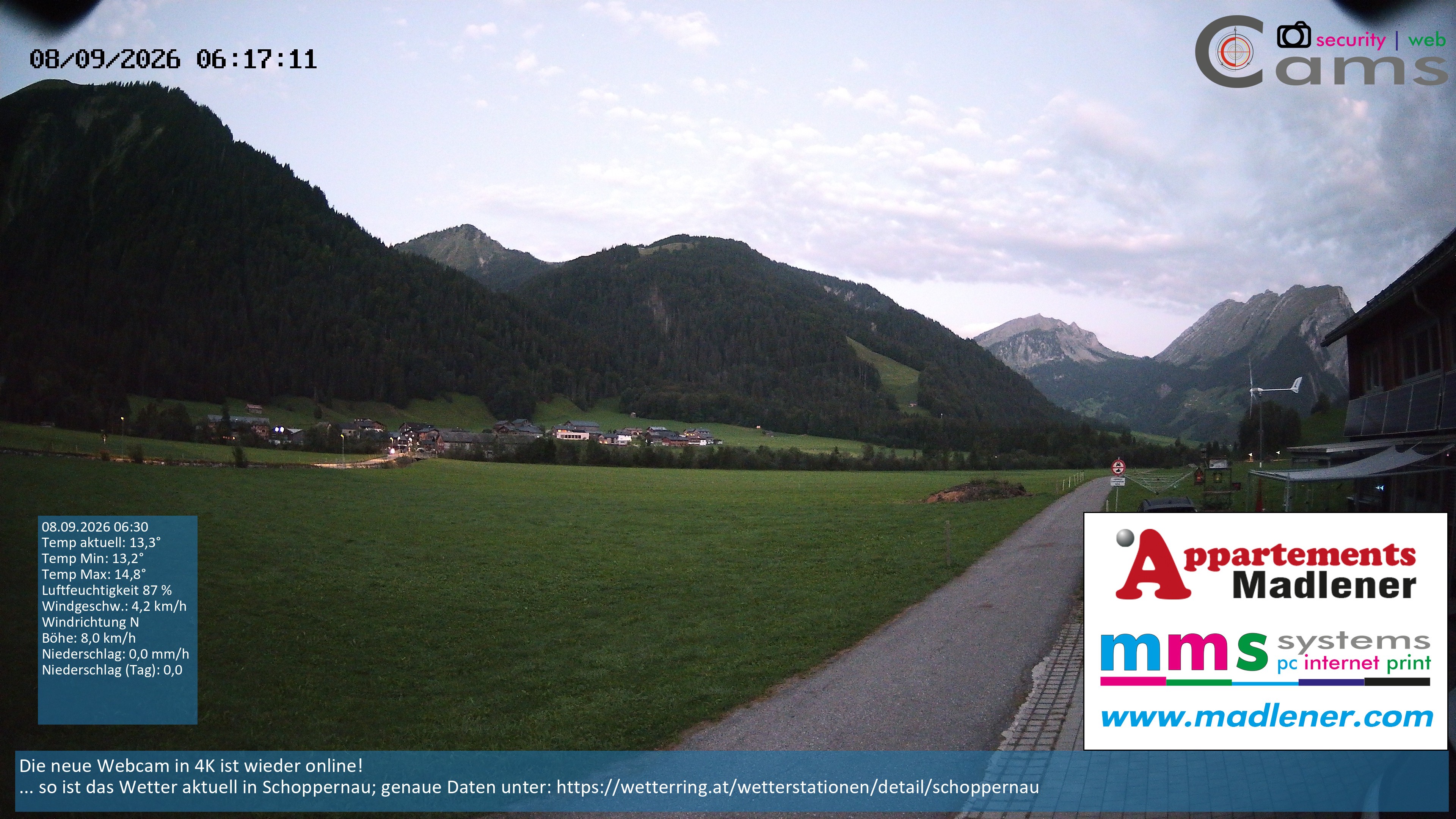 Archiv Foto Webcam Schoppernau Unterdorf im Bregenzerwald