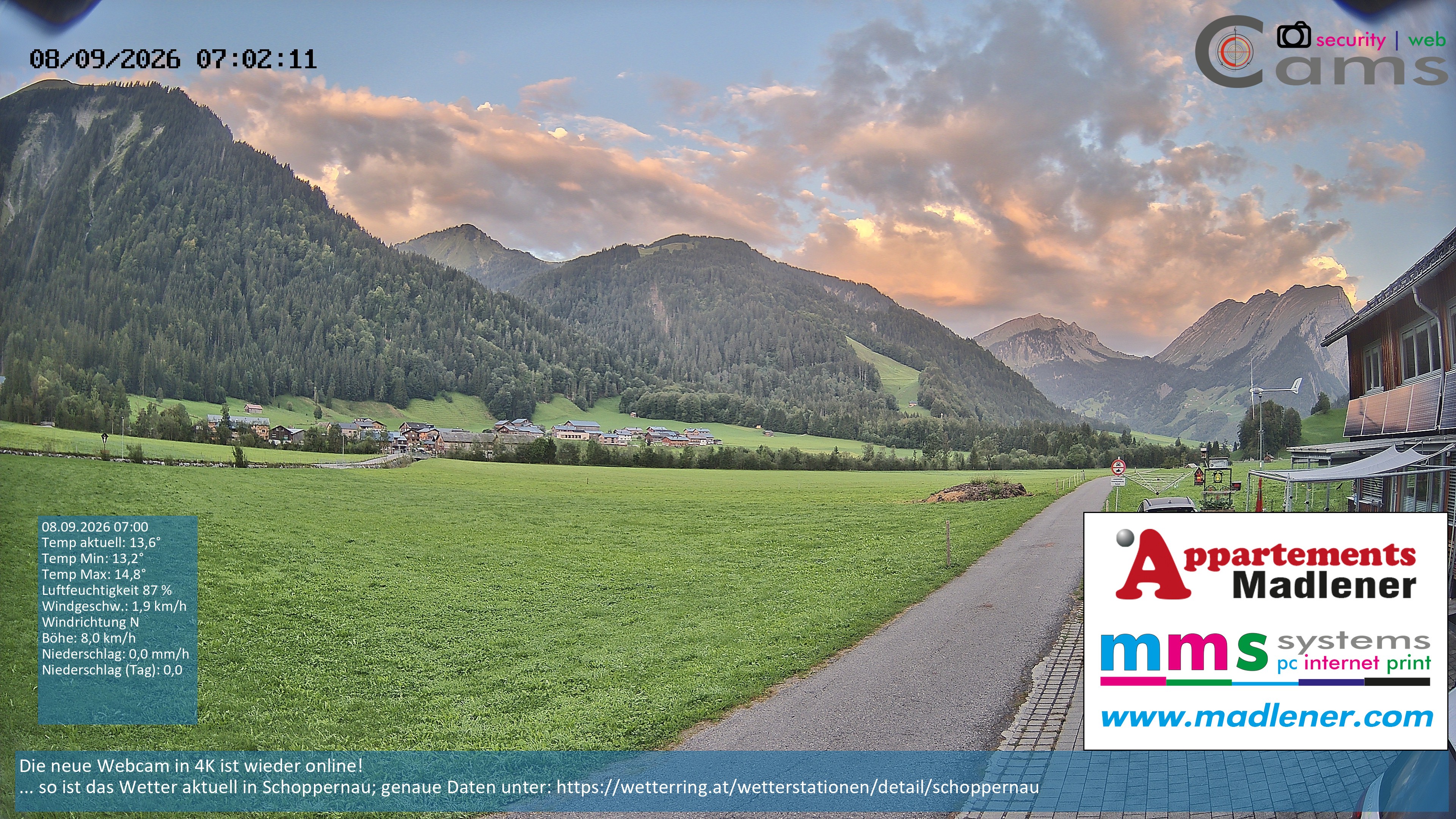 Archiv Foto Webcam Schoppernau Unterdorf im Bregenzerwald