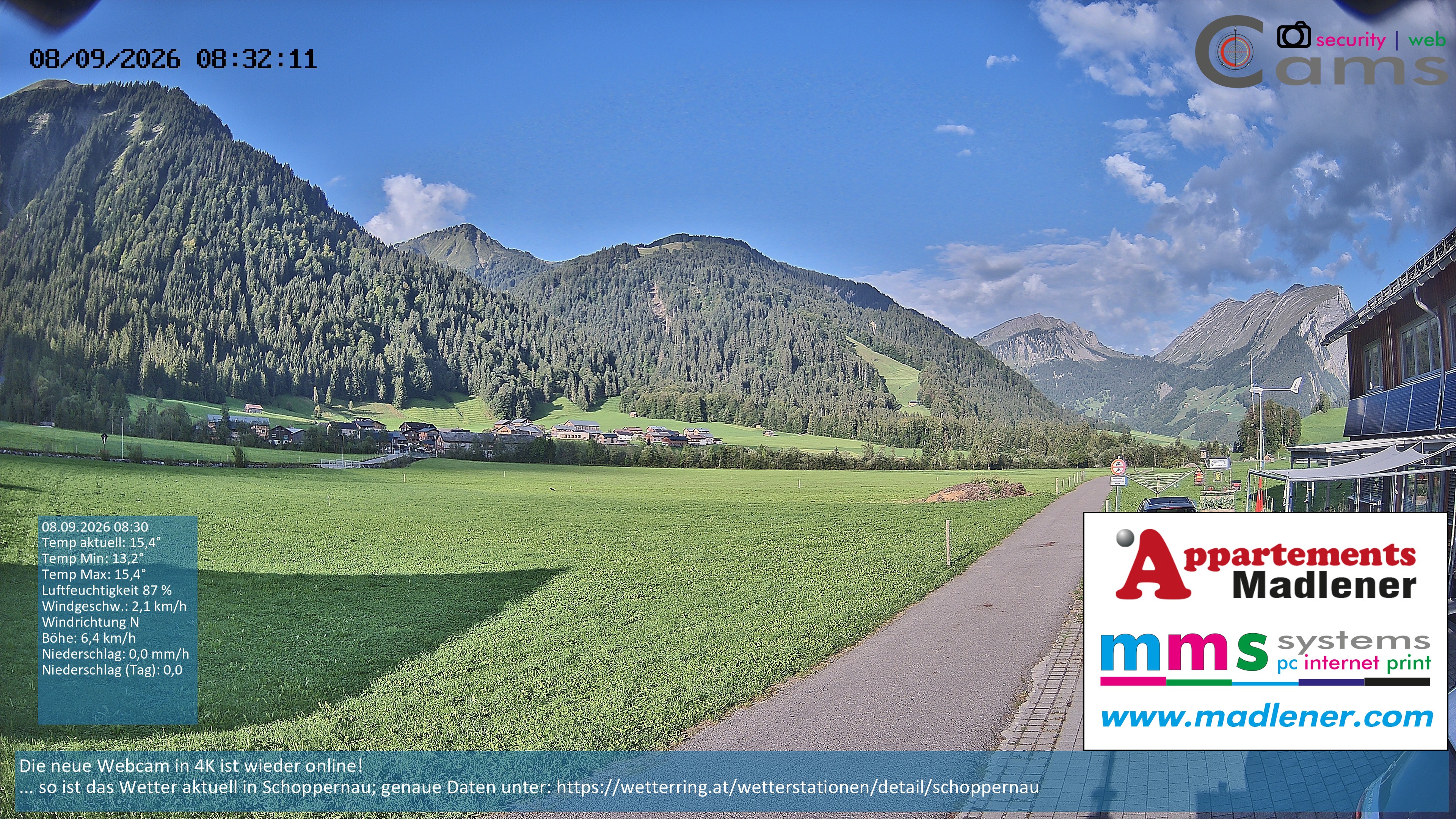 Archiv Foto Webcam Schoppernau Unterdorf im Bregenzerwald