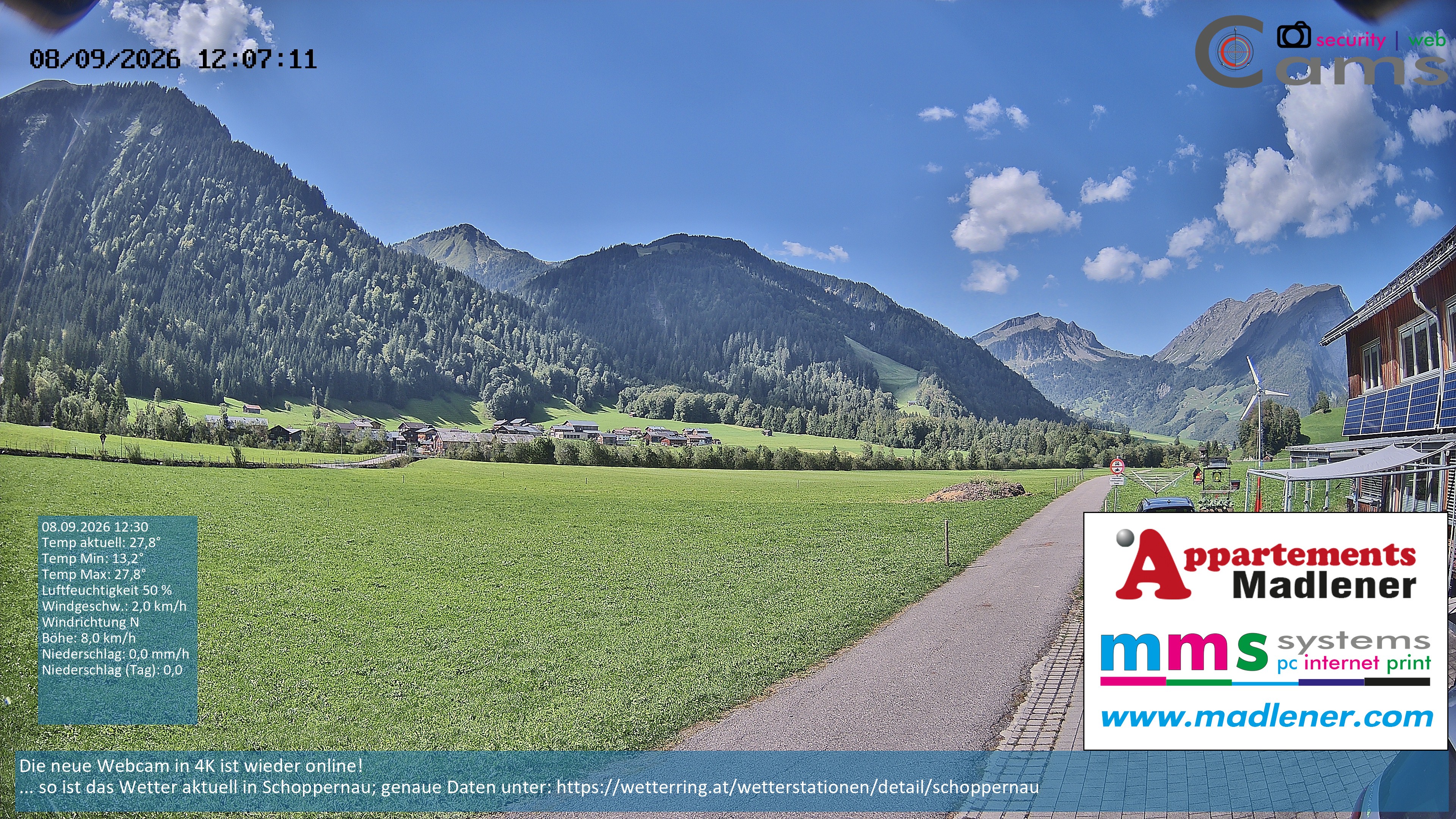 Archiv Foto Webcam Schoppernau Unterdorf im Bregenzerwald