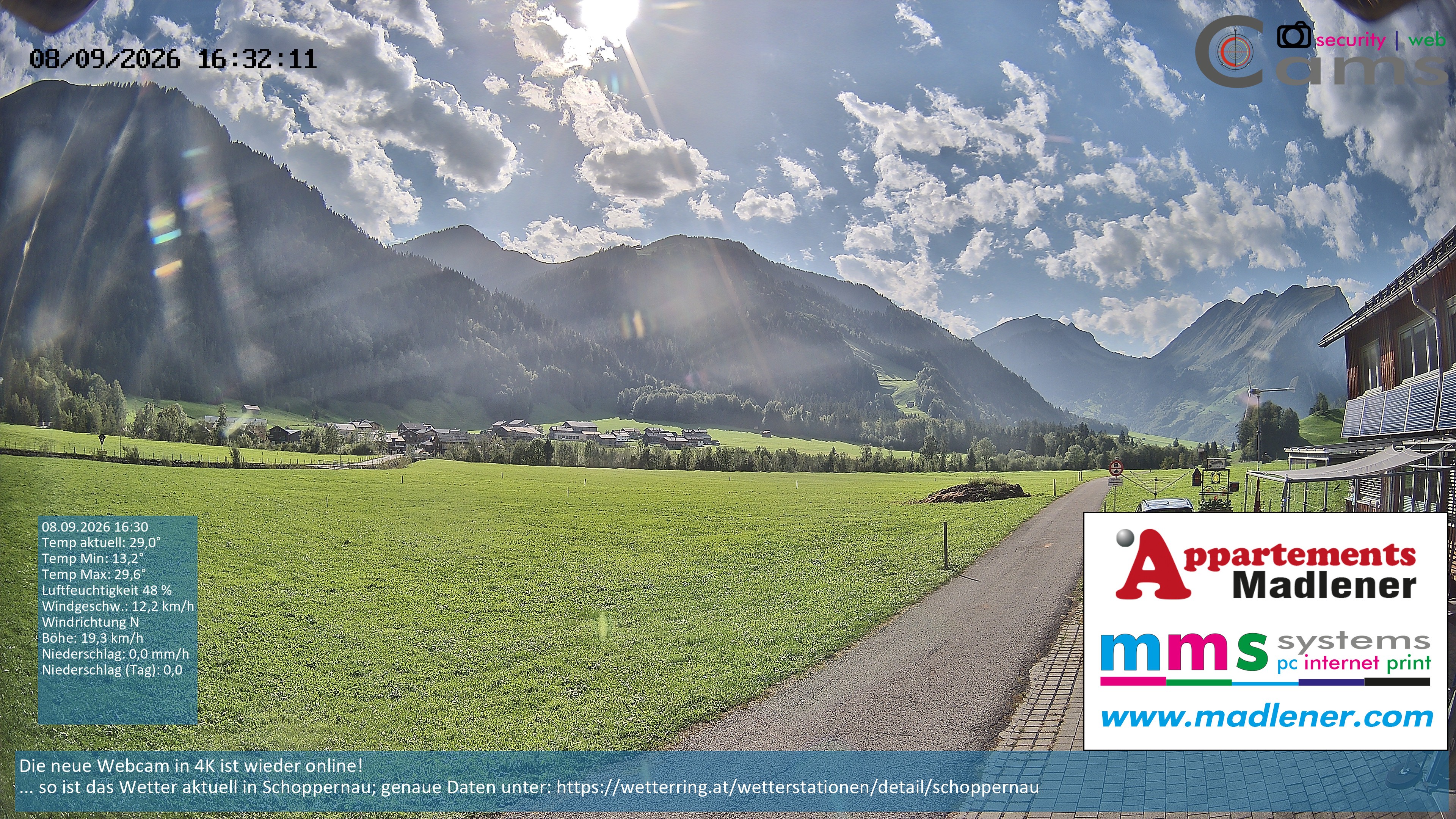 Archiv Foto Webcam Schoppernau Unterdorf im Bregenzerwald