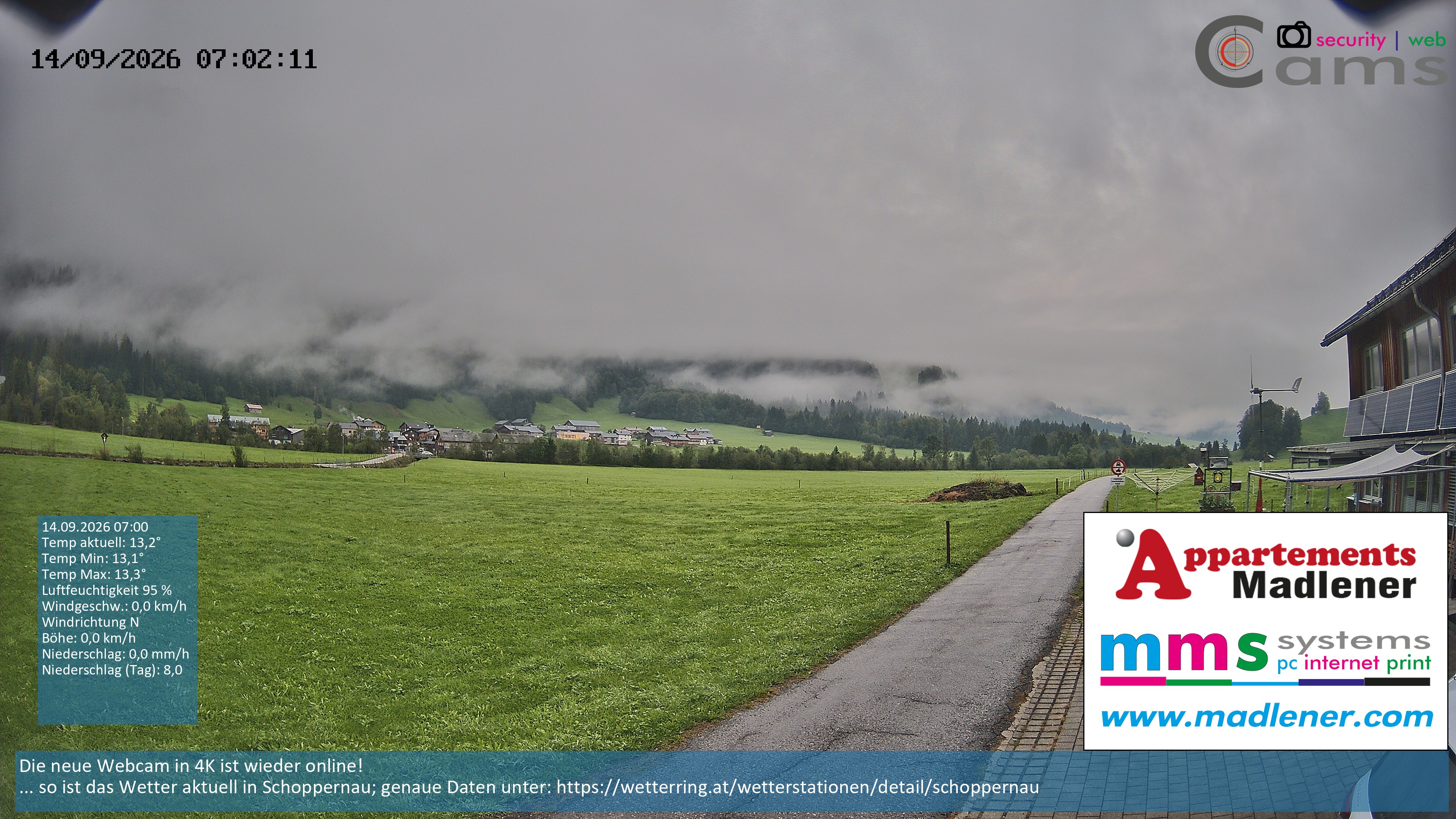 Archiv Foto Webcam Schoppernau Unterdorf im Bregenzerwald