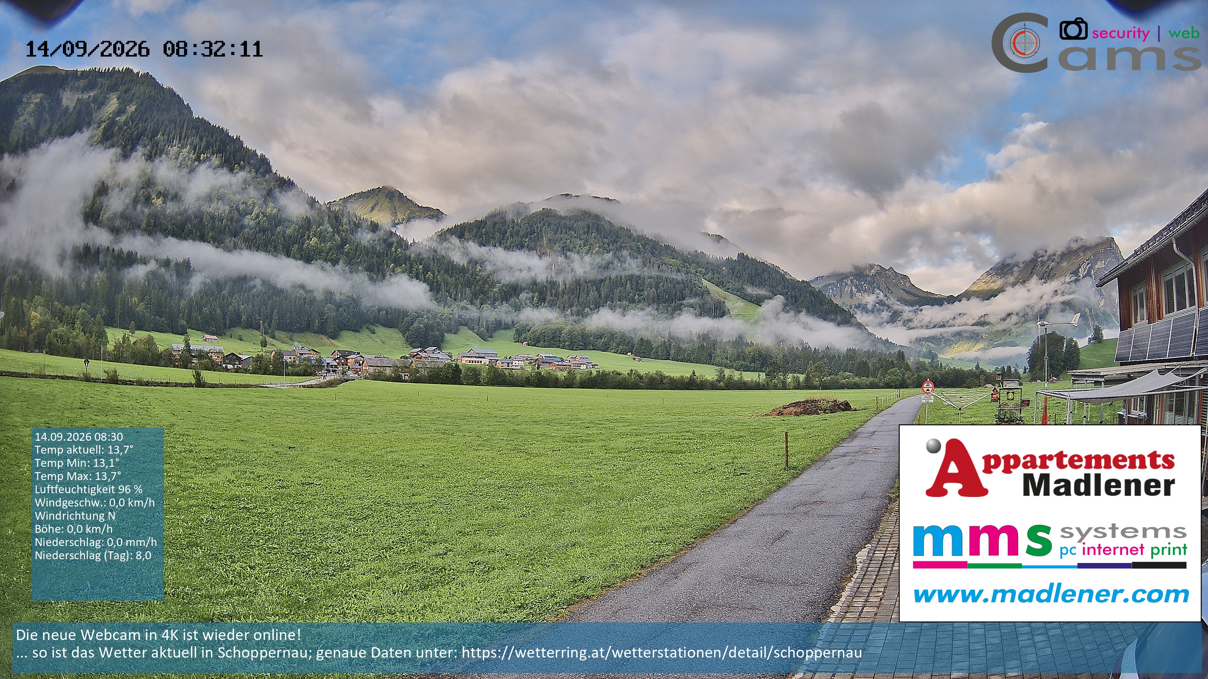 Archiv Foto Webcam Schoppernau Unterdorf im Bregenzerwald