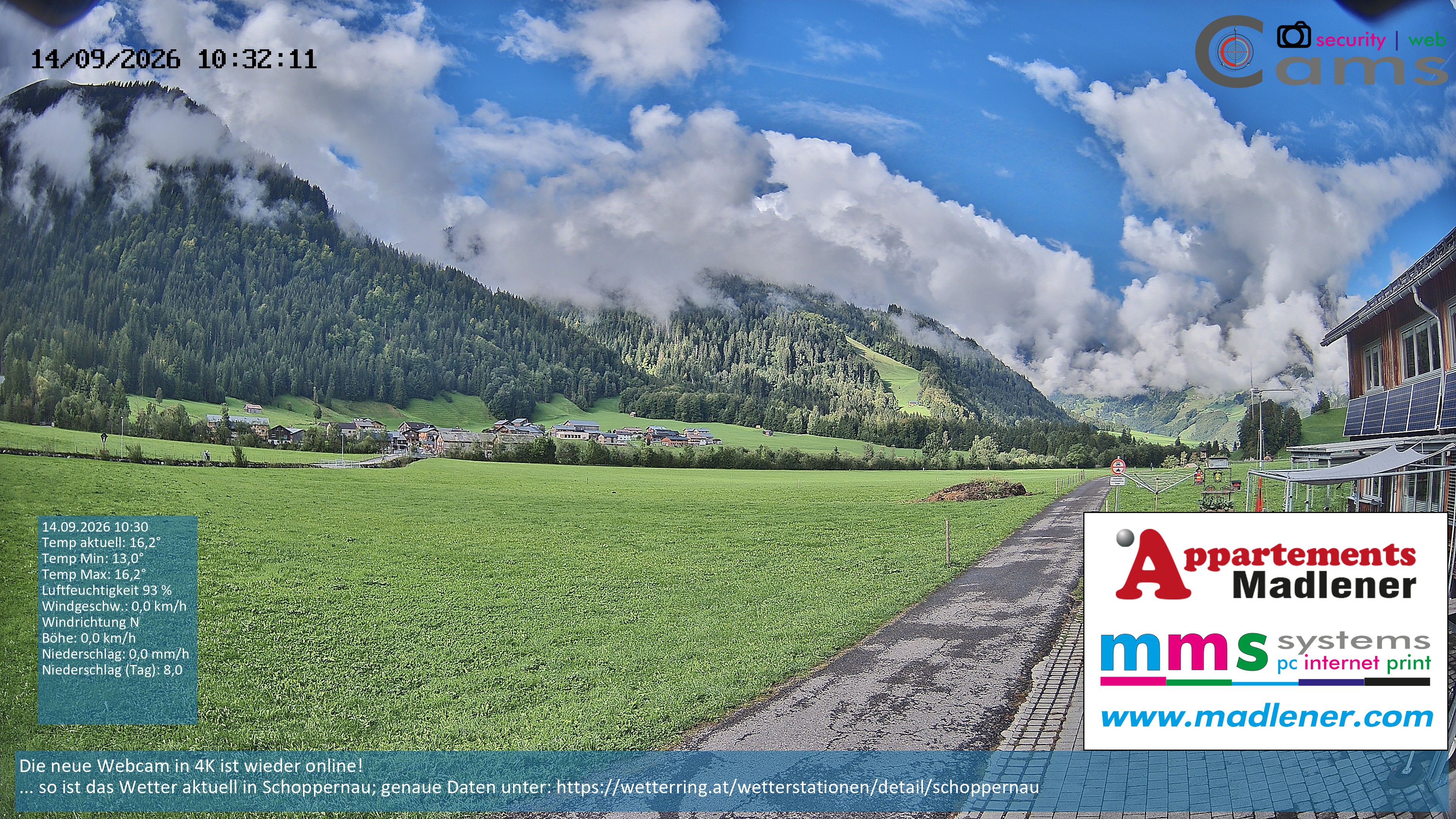 Archiv Foto Webcam Schoppernau Unterdorf im Bregenzerwald
