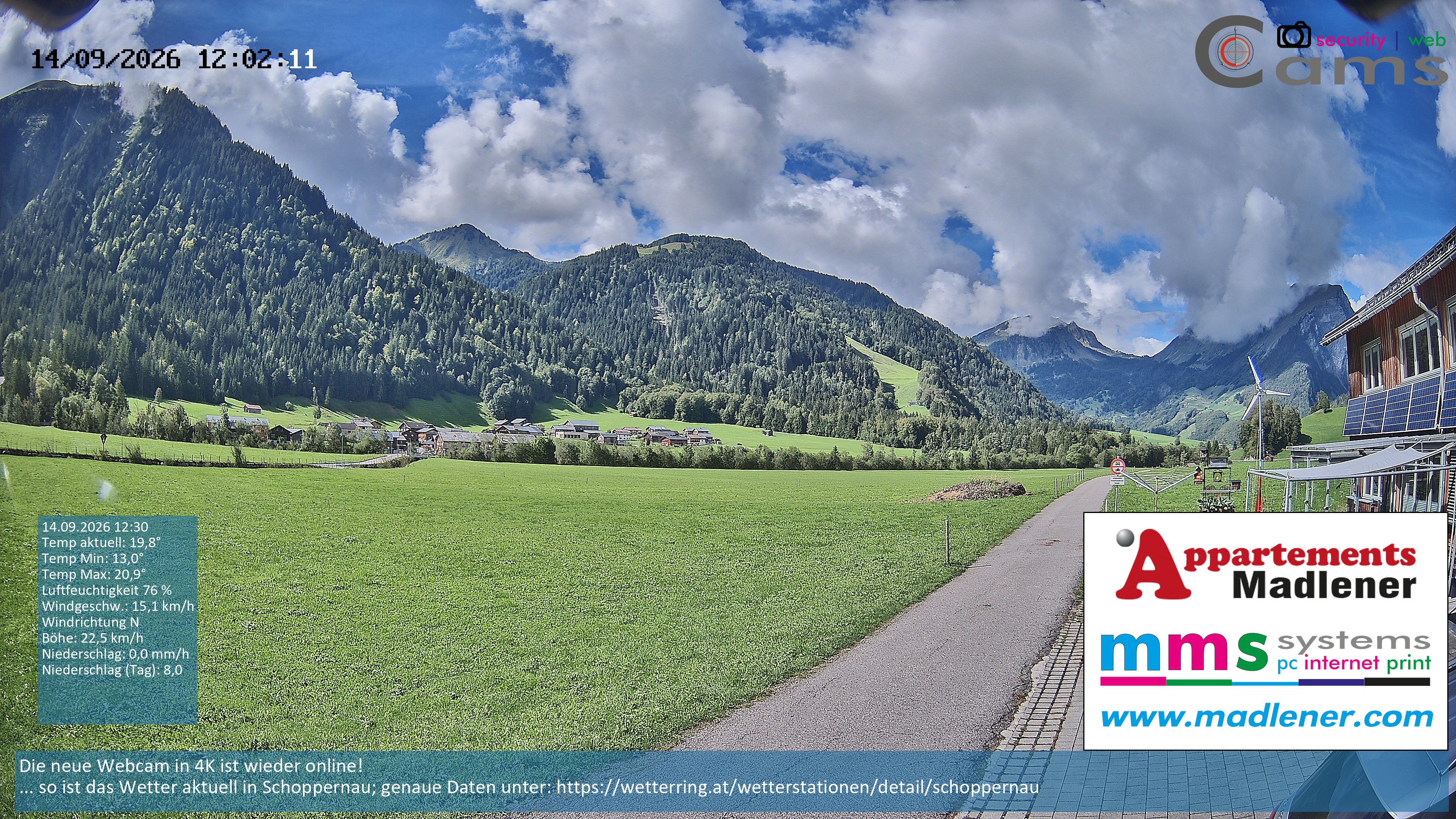 Archiv Foto Webcam Schoppernau Unterdorf im Bregenzerwald