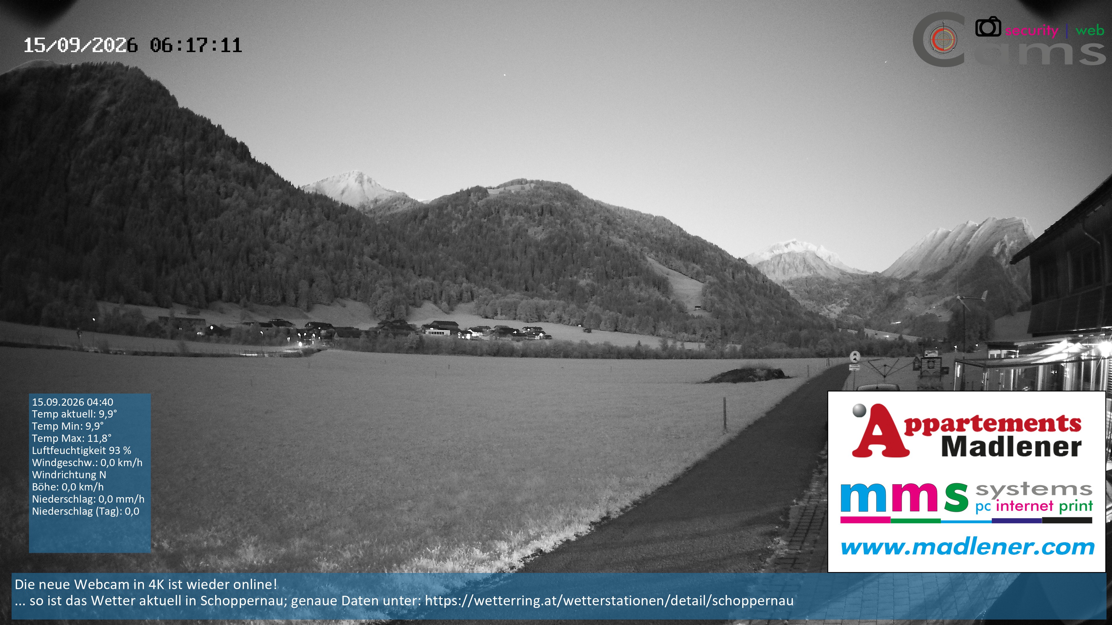 Archived image Webcam Schoppernau lower valley in the Bregenzerwald