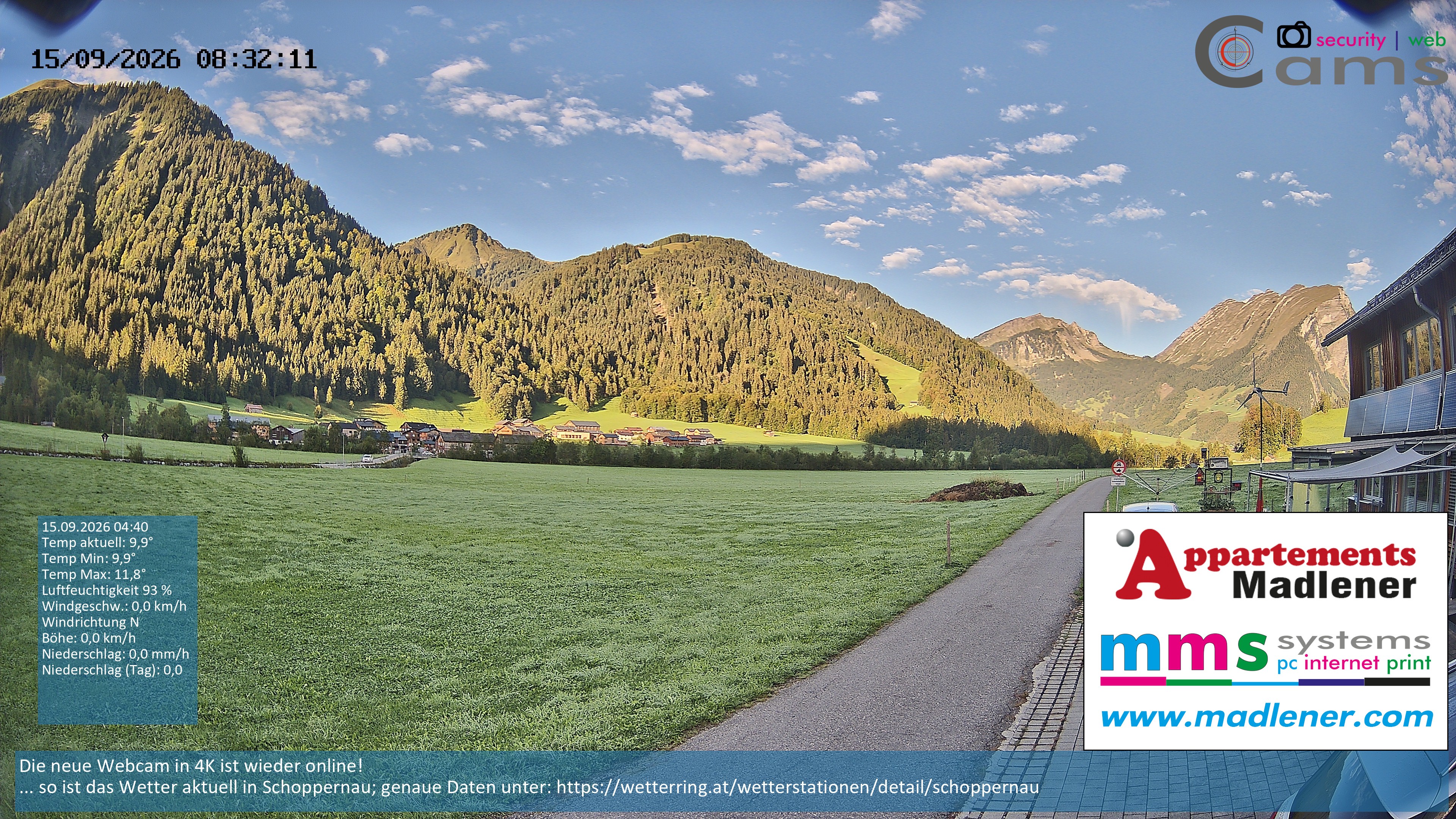 Archived image Webcam Schoppernau lower valley in the Bregenzerwald