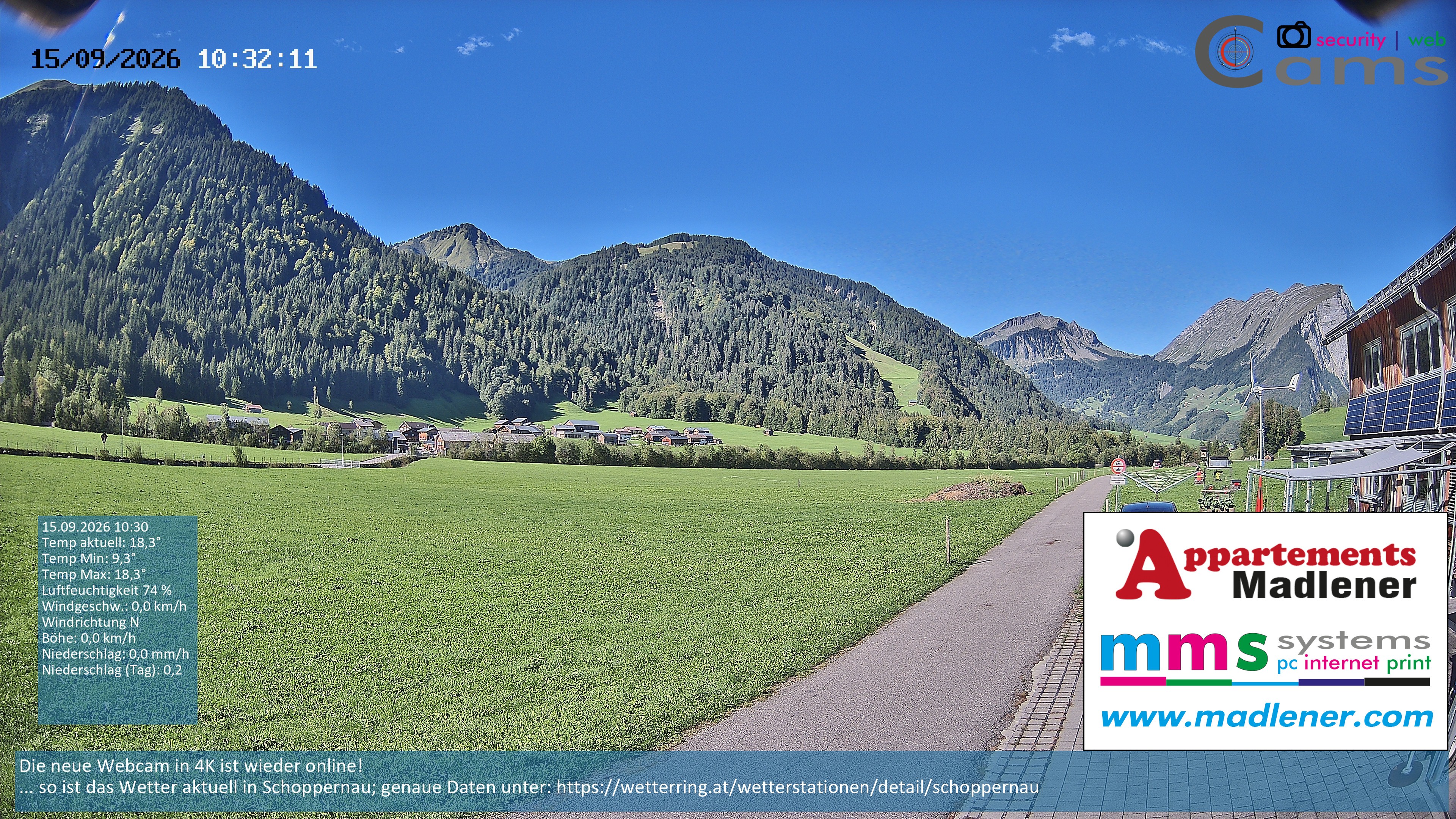 Archived image Webcam Schoppernau lower valley in the Bregenzerwald