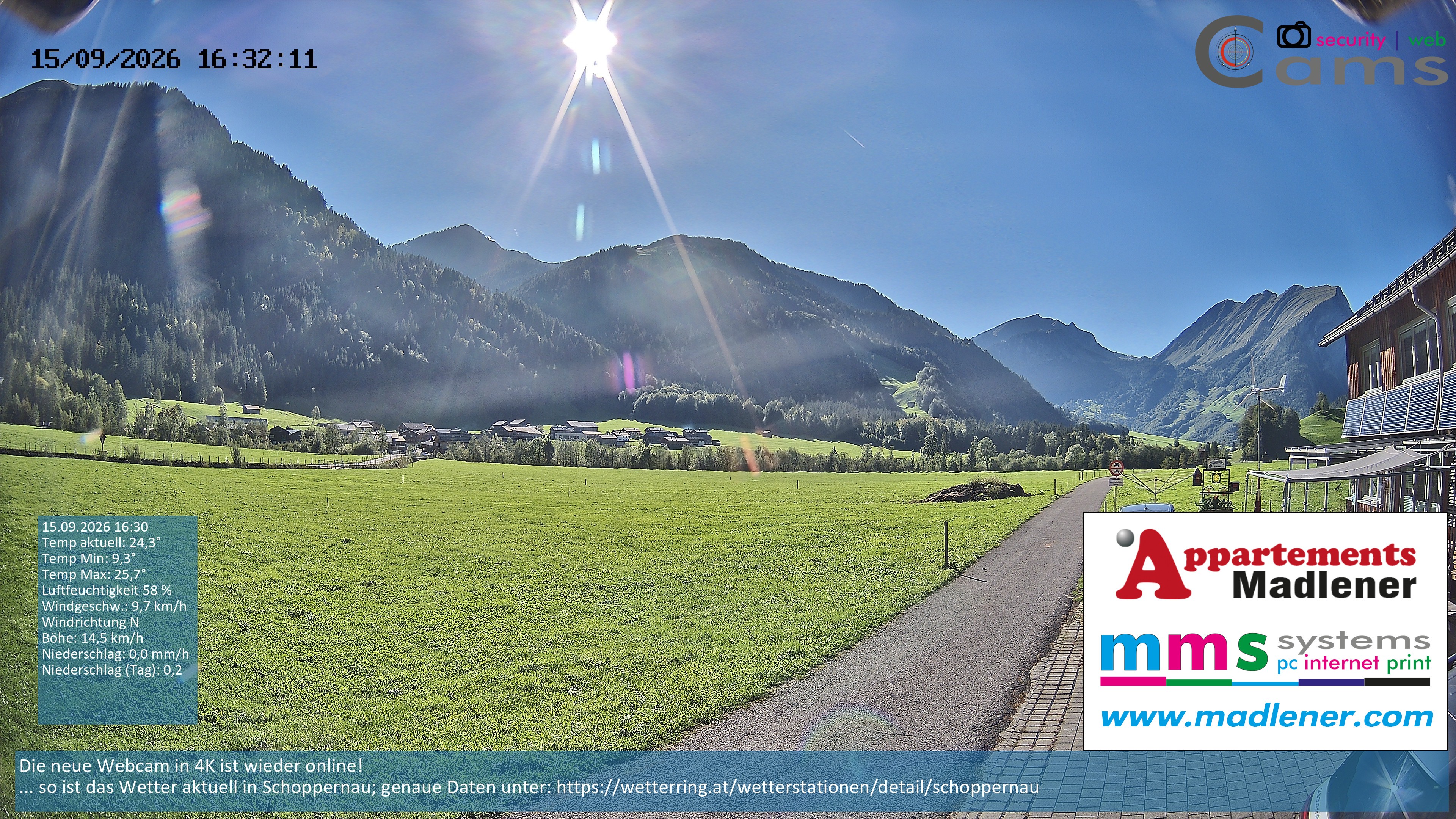 Archived image Webcam Schoppernau lower valley in the Bregenzerwald