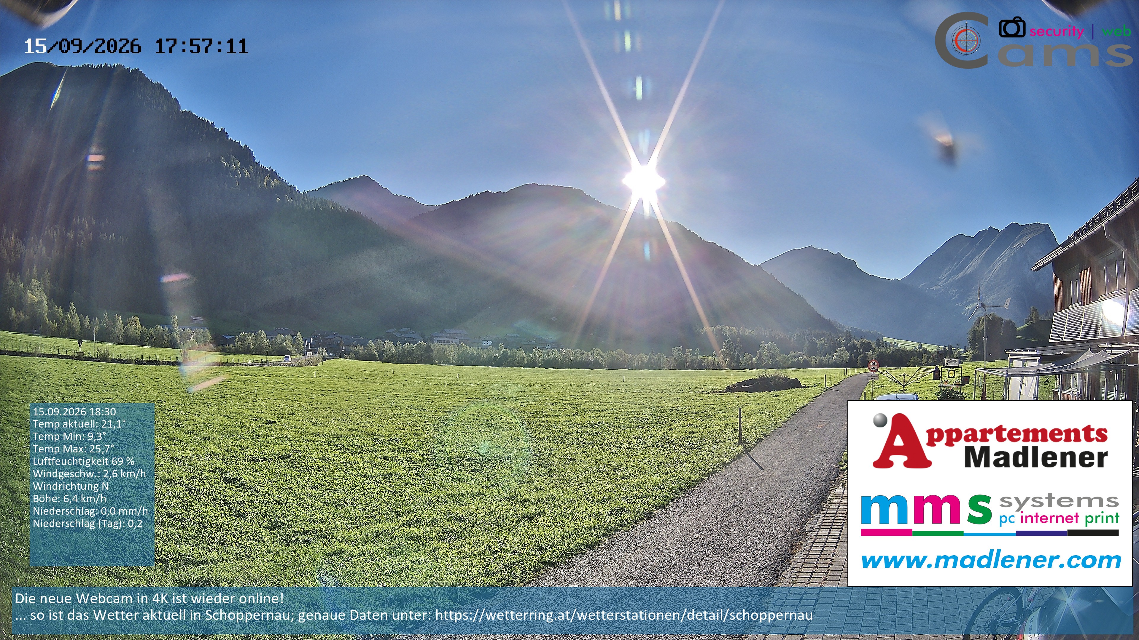 Archived image Webcam Schoppernau lower valley in the Bregenzerwald