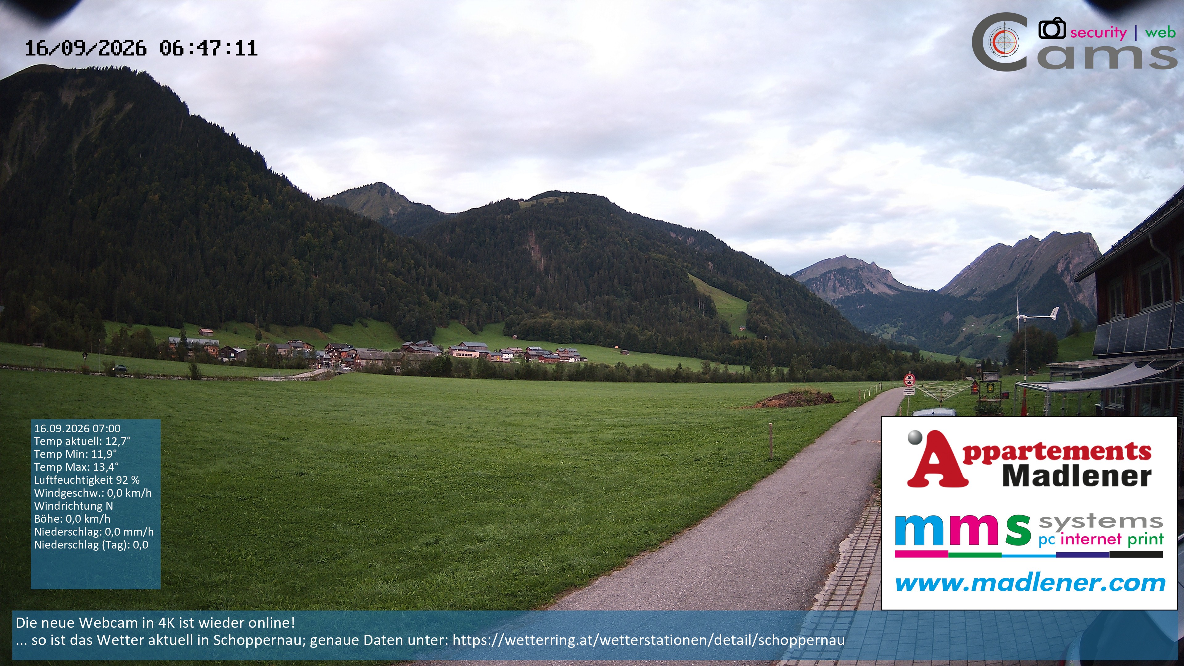 Archiv Foto Webcam Schoppernau Unterdorf im Bregenzerwald