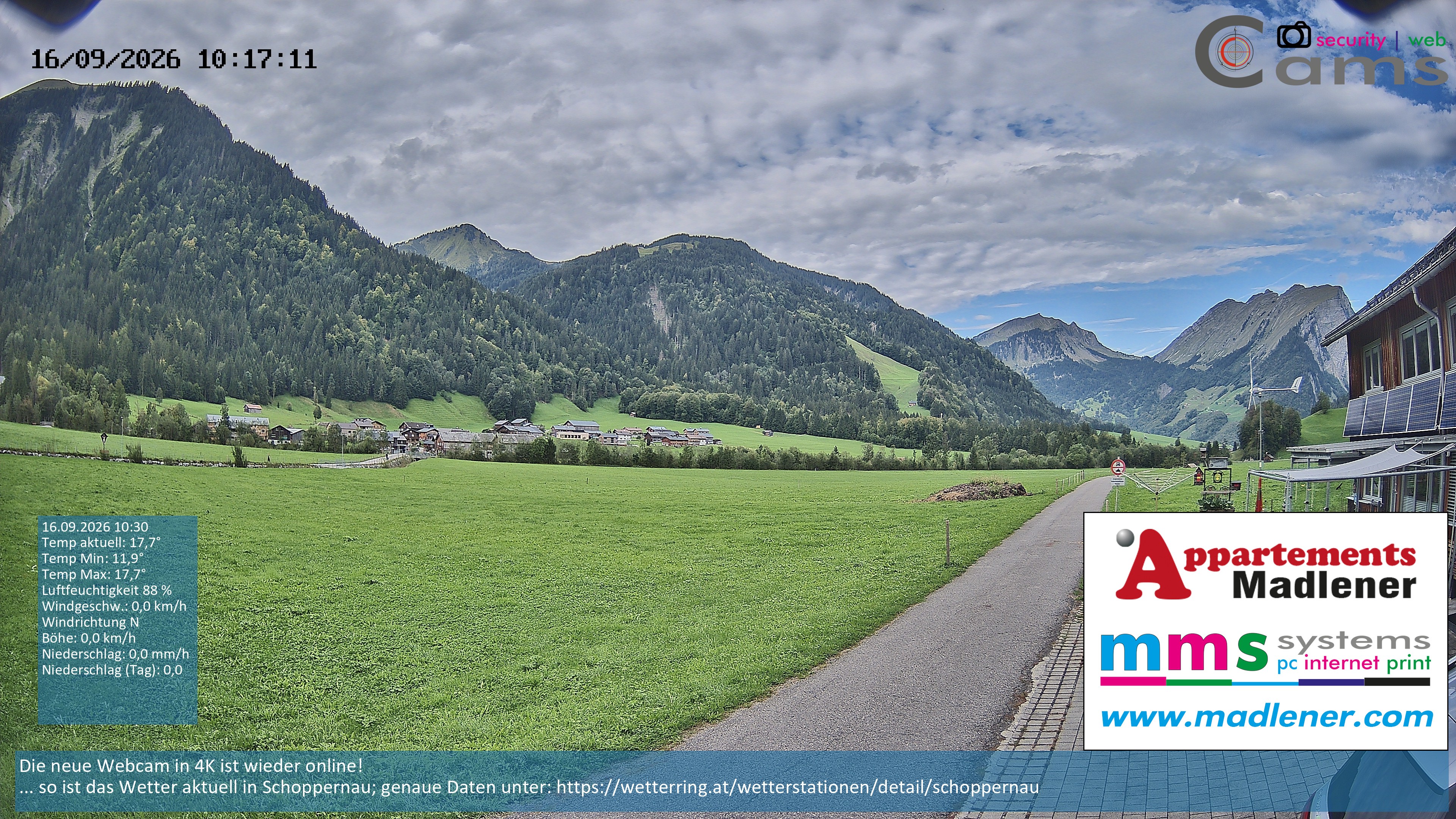 Archiv Foto Webcam Schoppernau Unterdorf im Bregenzerwald