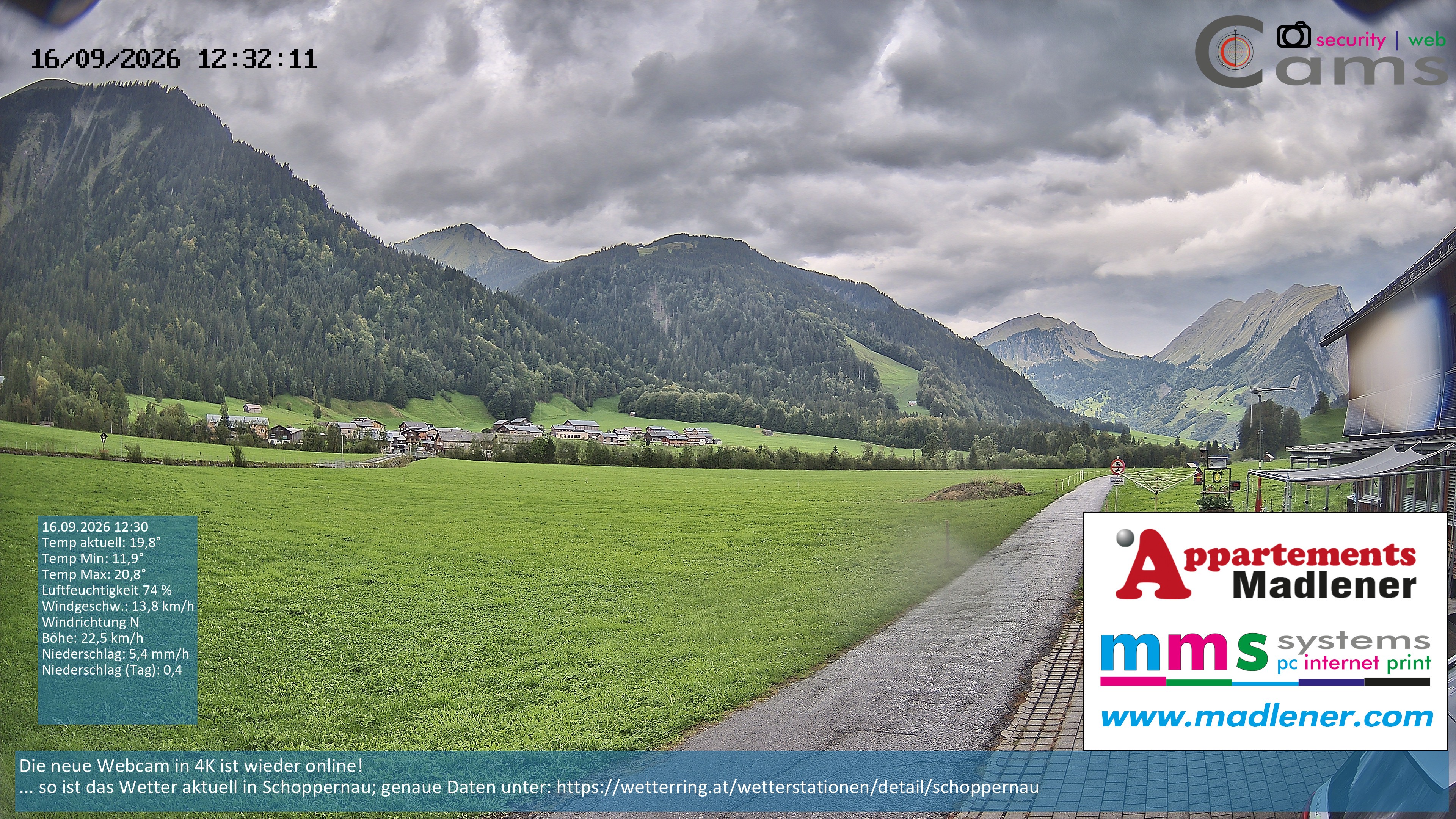 Archiv Foto Webcam Schoppernau Unterdorf im Bregenzerwald