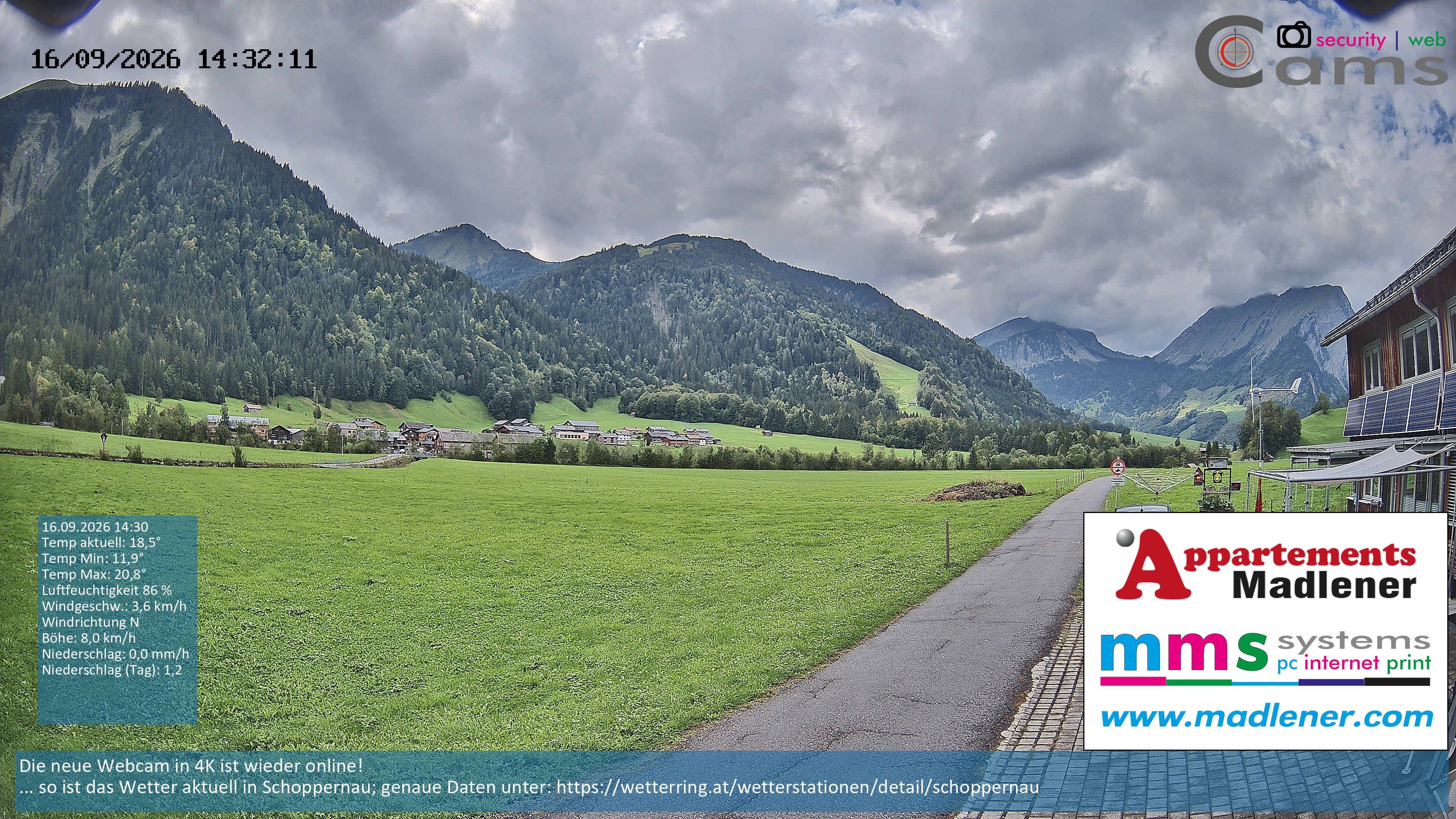 Archiv Foto Webcam Schoppernau Unterdorf im Bregenzerwald