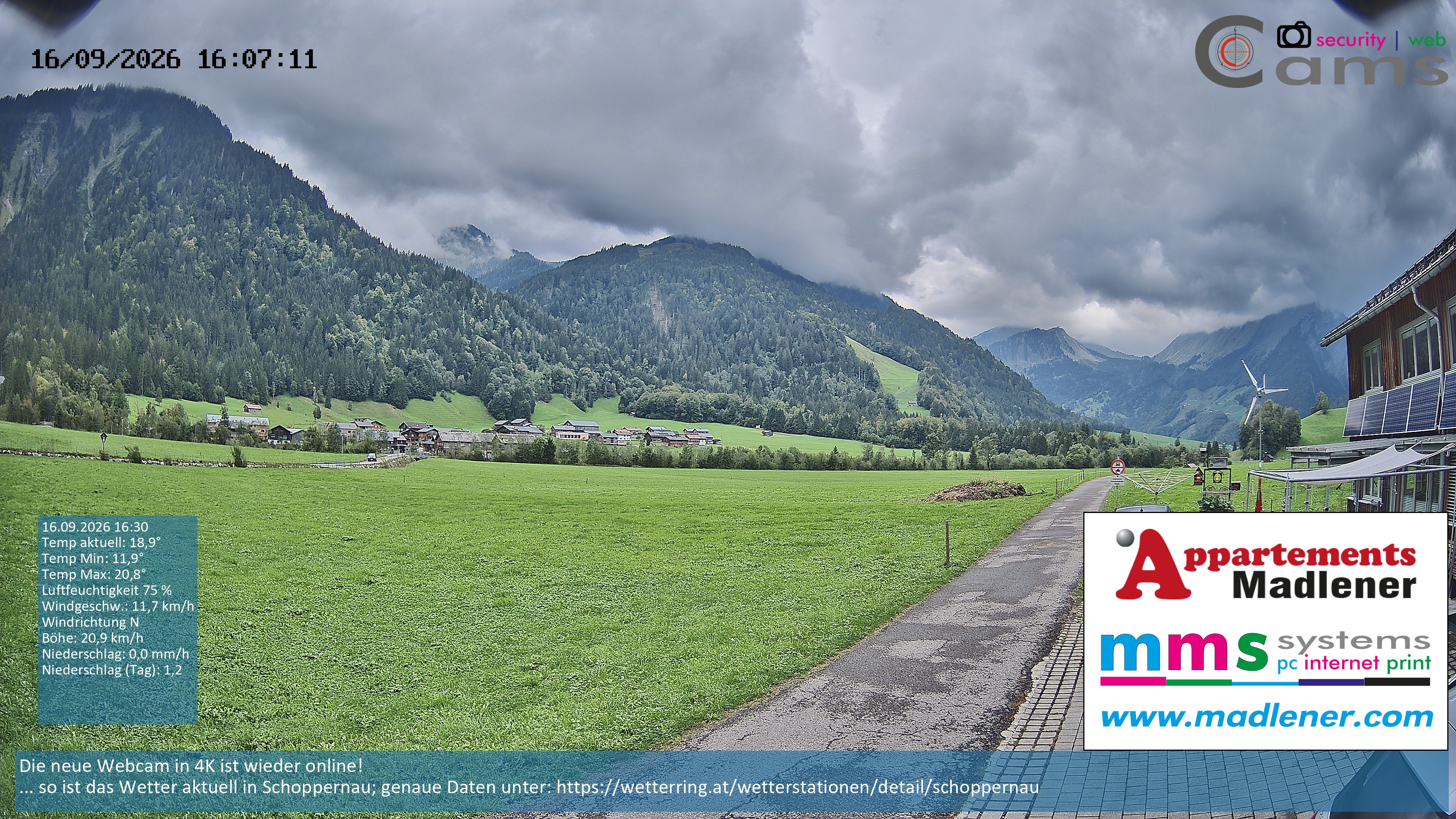 Archiv Foto Webcam Schoppernau Unterdorf im Bregenzerwald