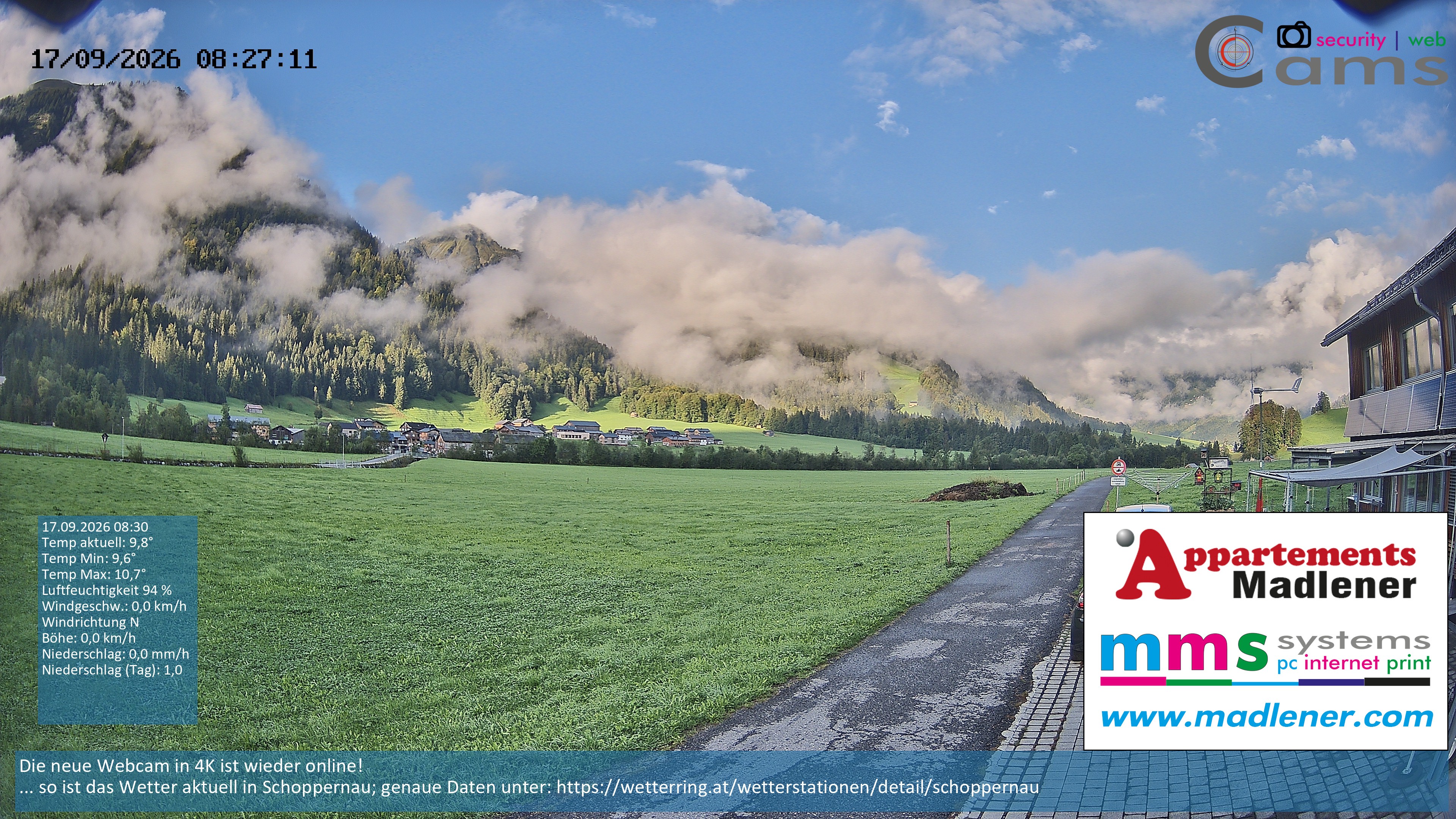 Archiv Foto Webcam Schoppernau Unterdorf im Bregenzerwald