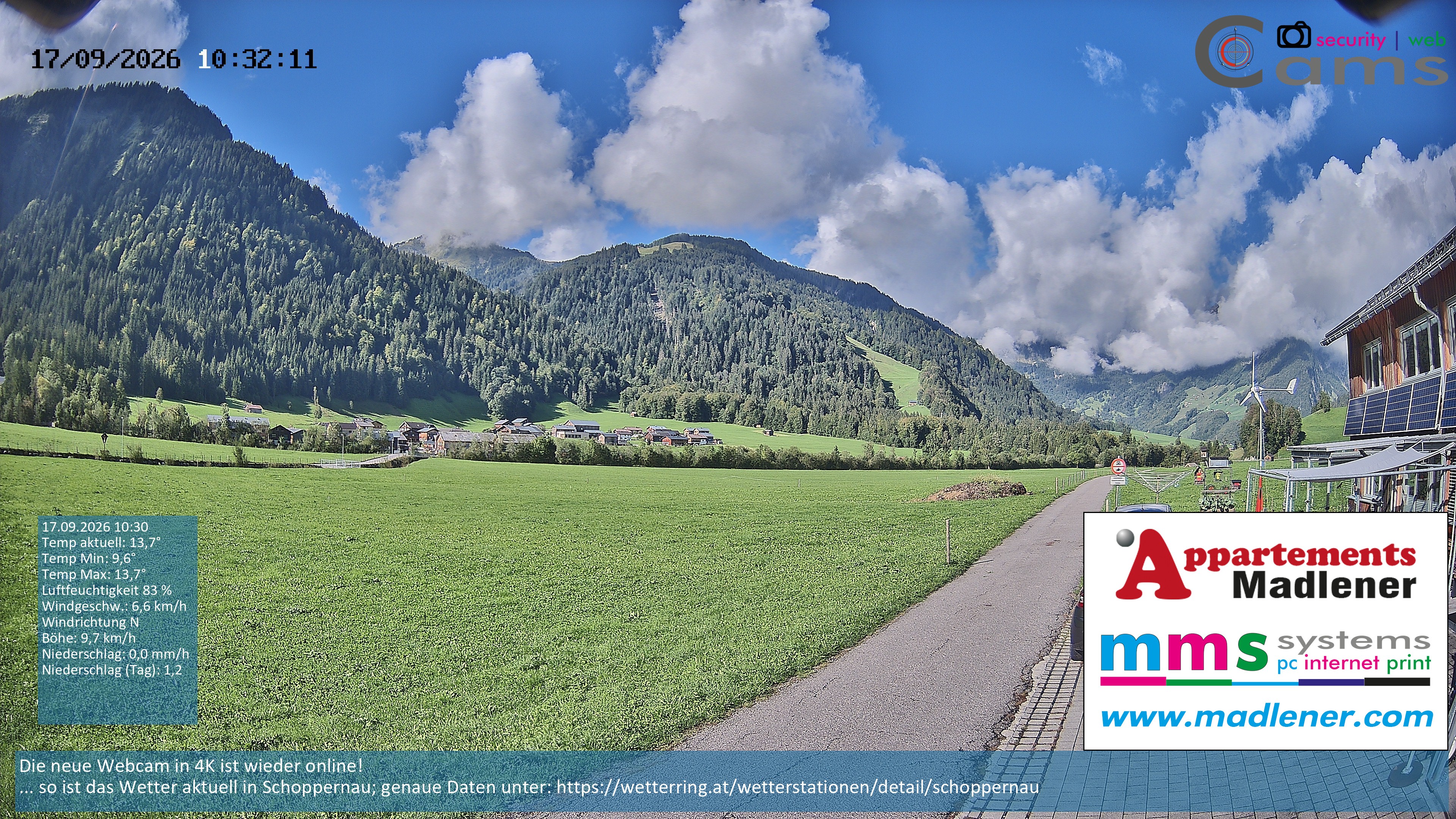 Archiv Foto Webcam Schoppernau Unterdorf im Bregenzerwald