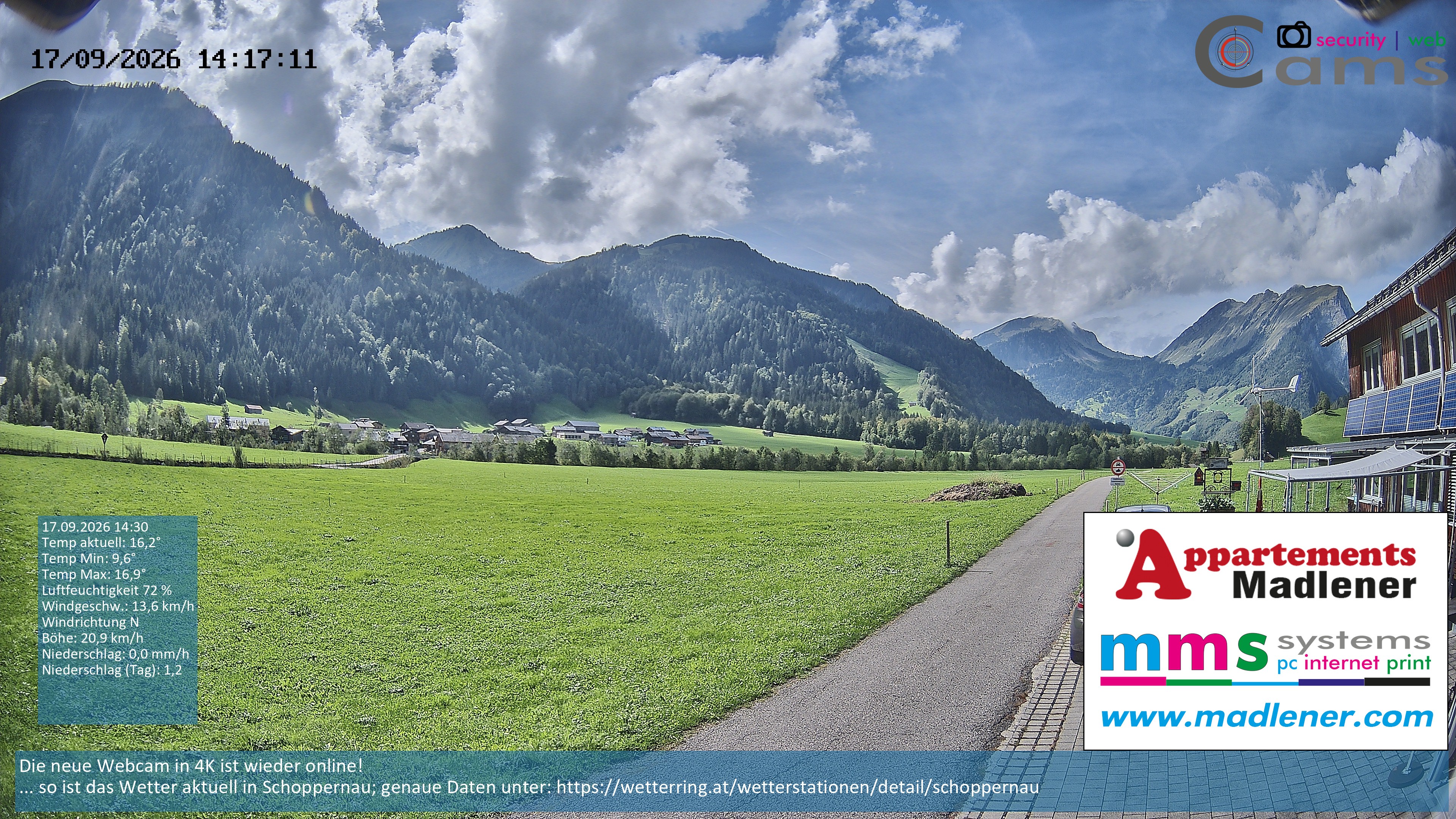 Archiv Foto Webcam Schoppernau Unterdorf im Bregenzerwald