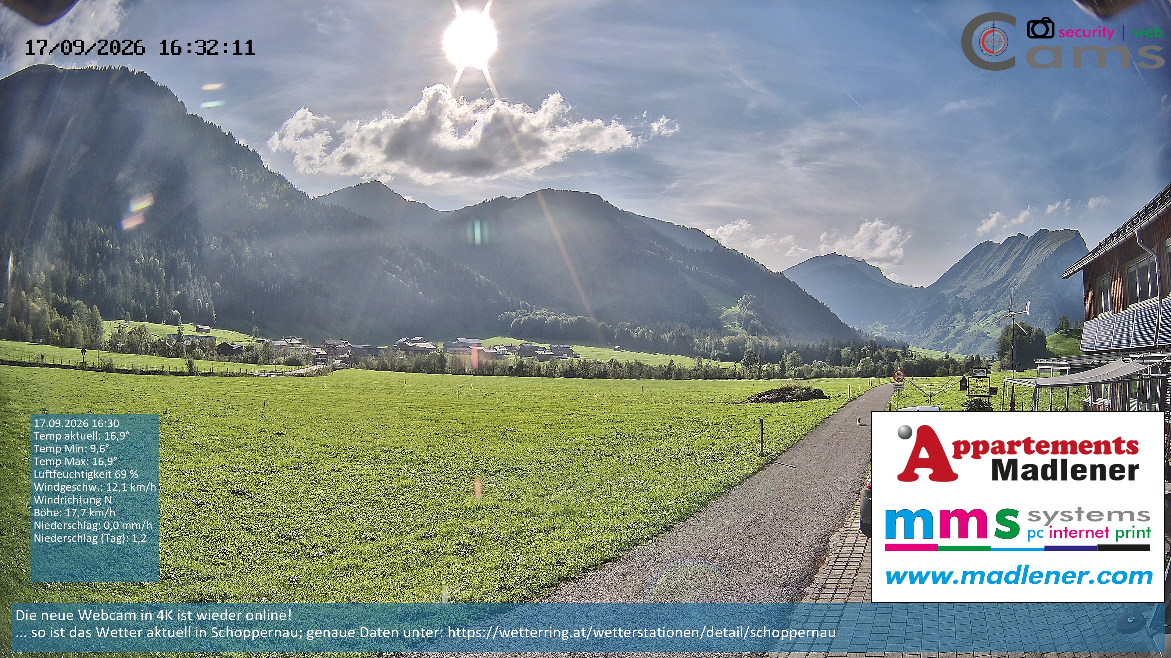 Archiv Foto Webcam Schoppernau Unterdorf im Bregenzerwald