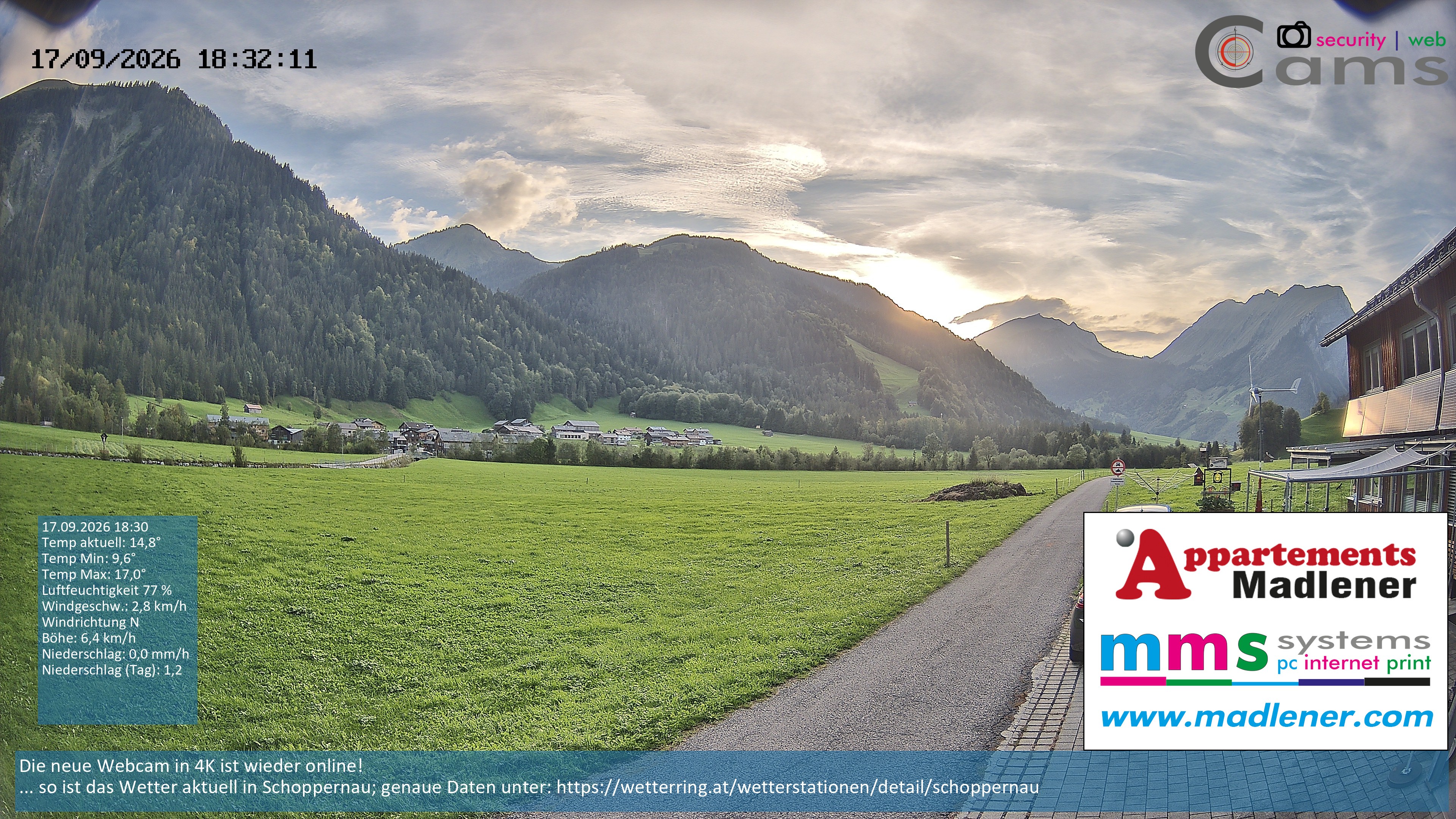 Archiv Foto Webcam Schoppernau Unterdorf im Bregenzerwald