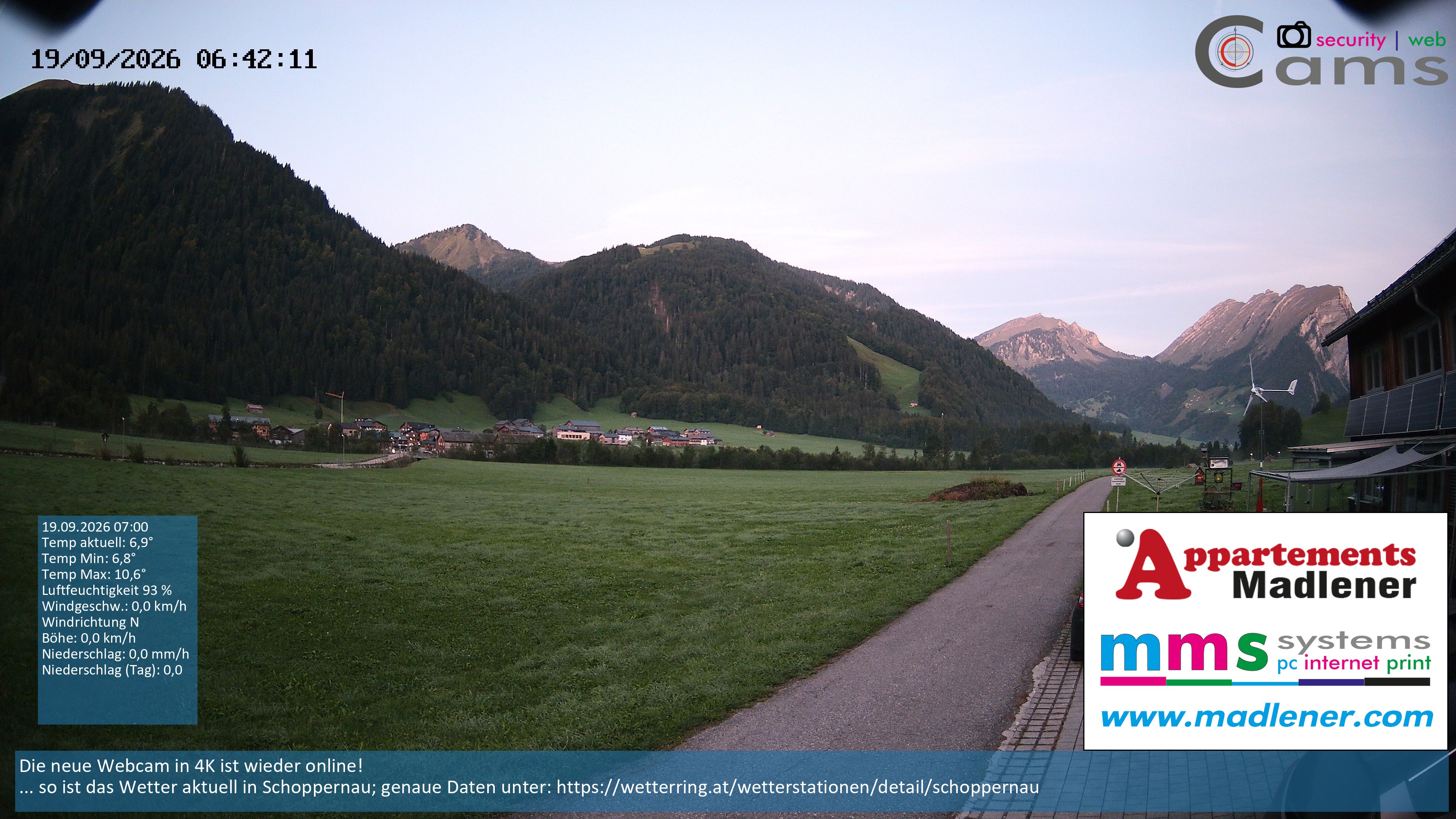 Archived image Webcam Schoppernau lower valley in the Bregenzerwald